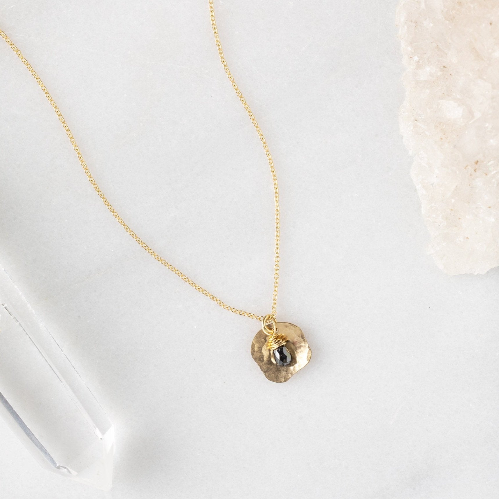 Alexis Russell Necklaces The Black Diamond Petal Necklace | Yellow, Rose or Sterling Silver
