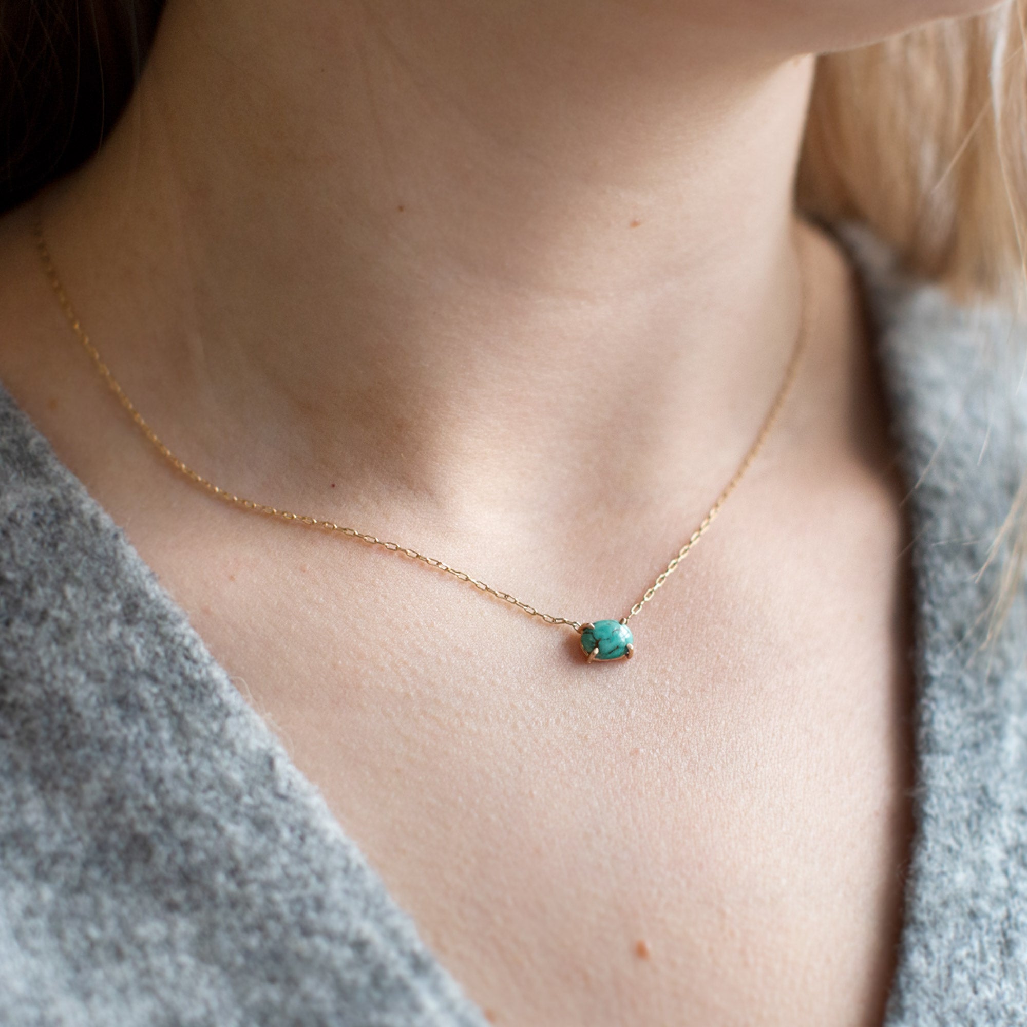 Alexis Russell Necklaces The Turquoise Necklace | Yellow, Rose or Sterling Silver