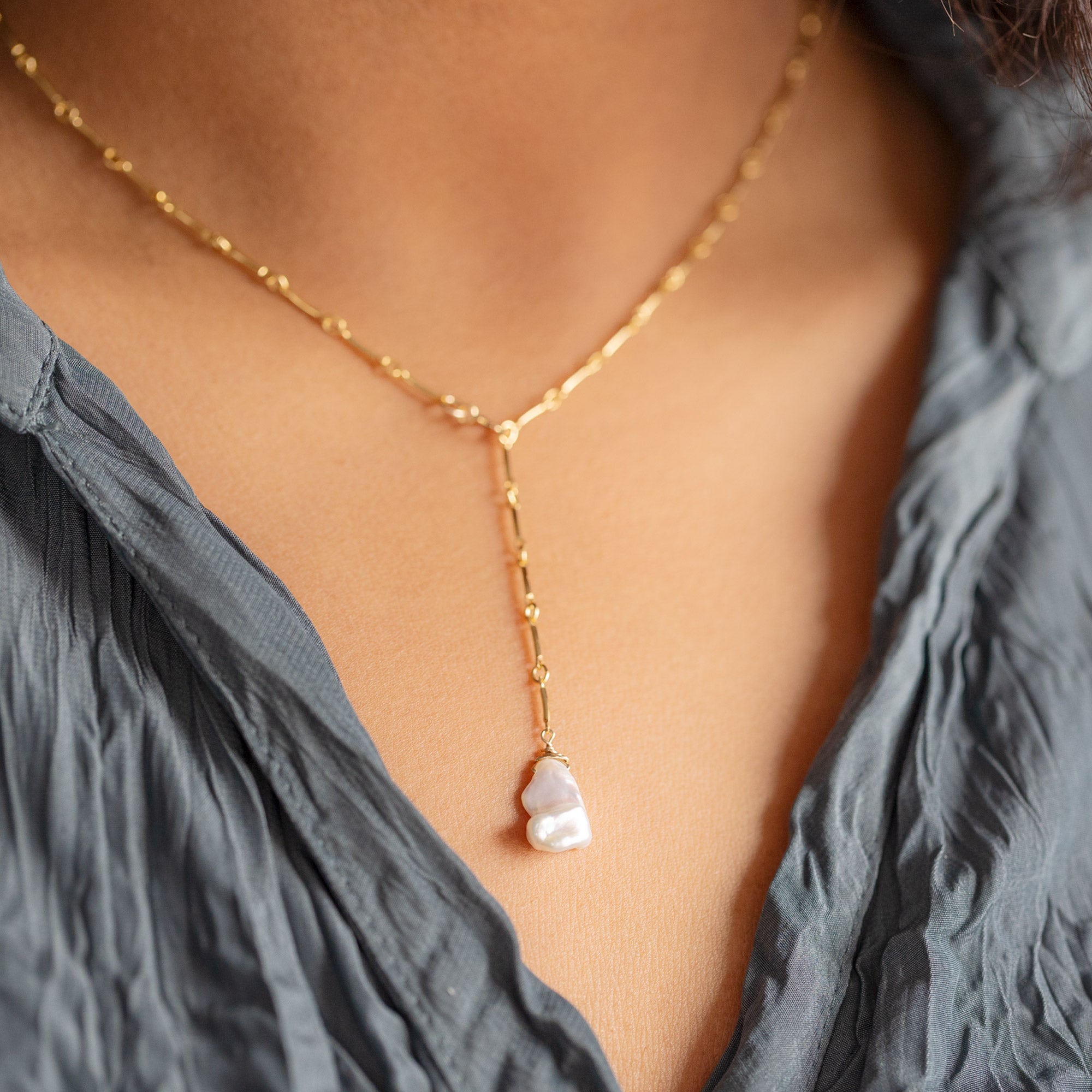 Alexis Russell Necklaces The Keshi Pearl Necklace | Yellow, Rose or Sterling Silver