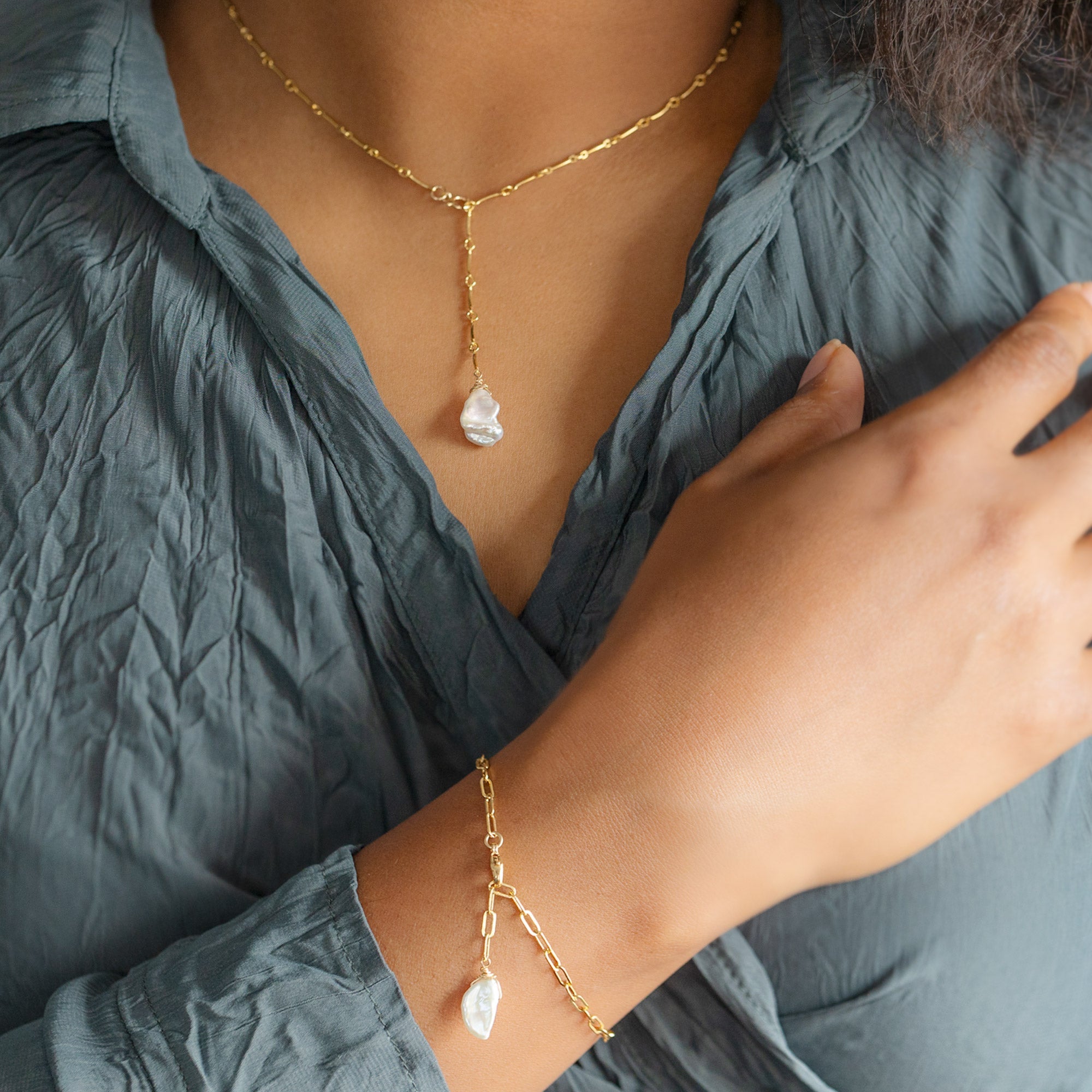Alexis Russell Necklaces The Keshi Pearl Necklace | Yellow, Rose or Sterling Silver