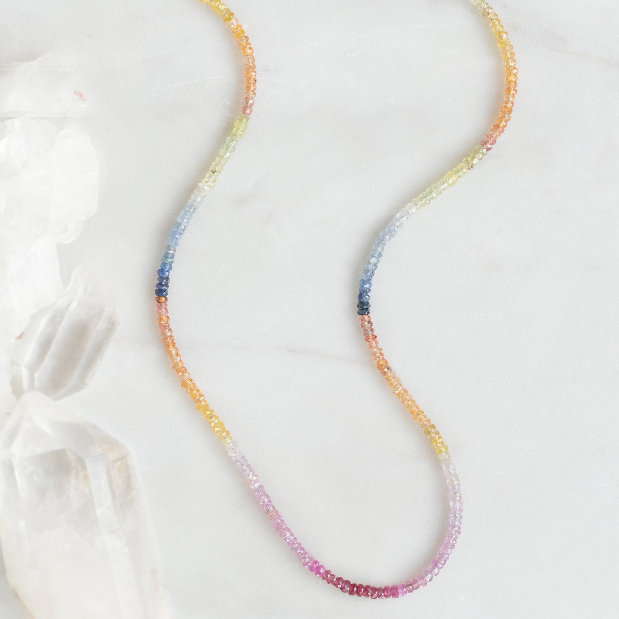 Alexis Russell Necklaces The Rainbow Sapphire Beaded Necklace | Yellow Gold