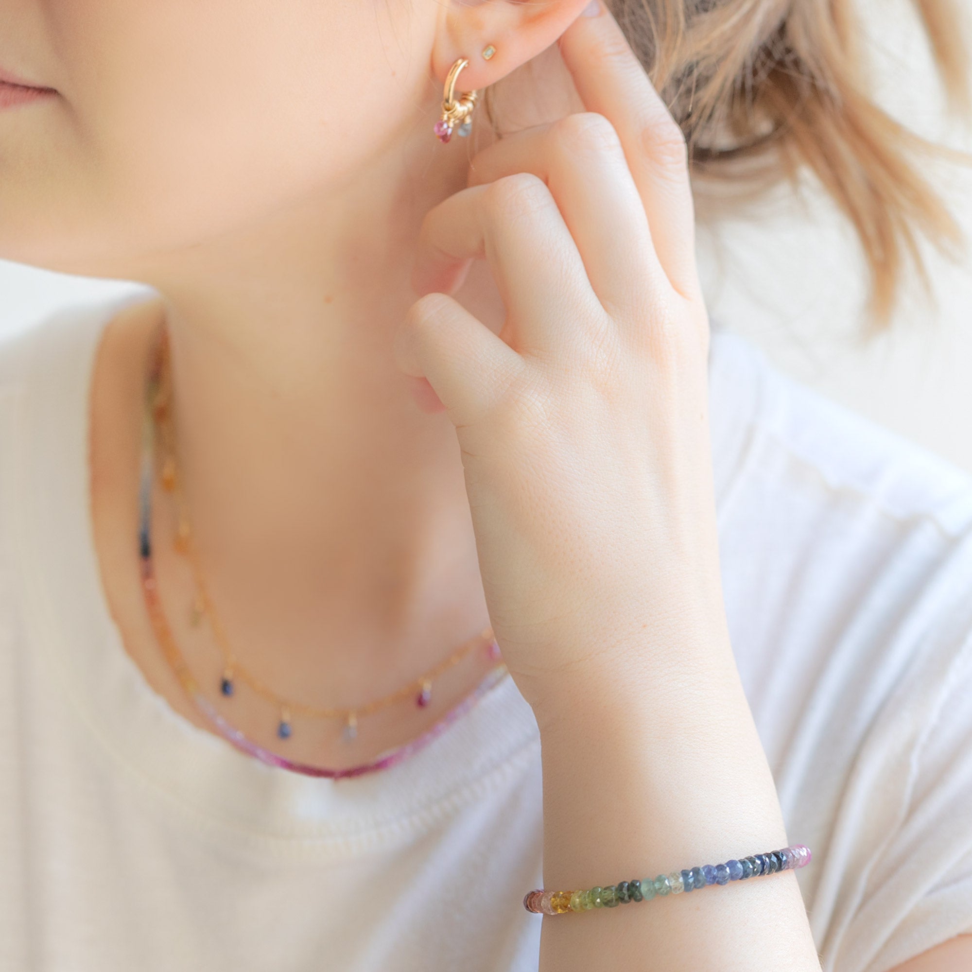 Alexis Russell Necklaces The Rainbow Sapphire Briolette Necklace | Yellow Gold