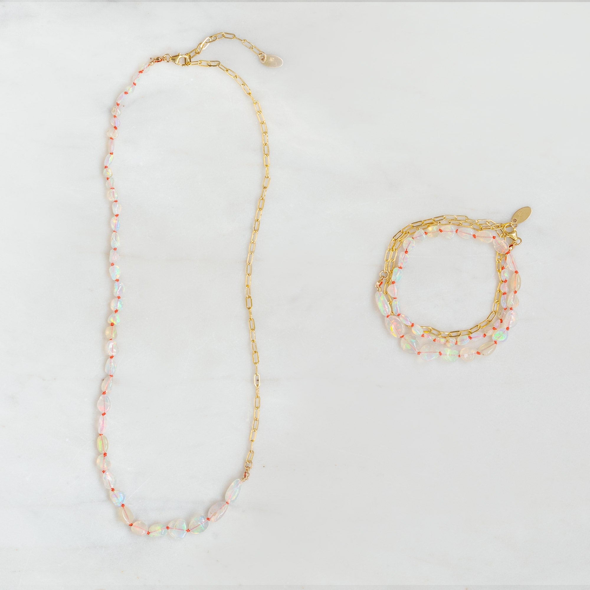 Alexis Russell Necklaces The Knotted Opal Necklace | Yellow Gold