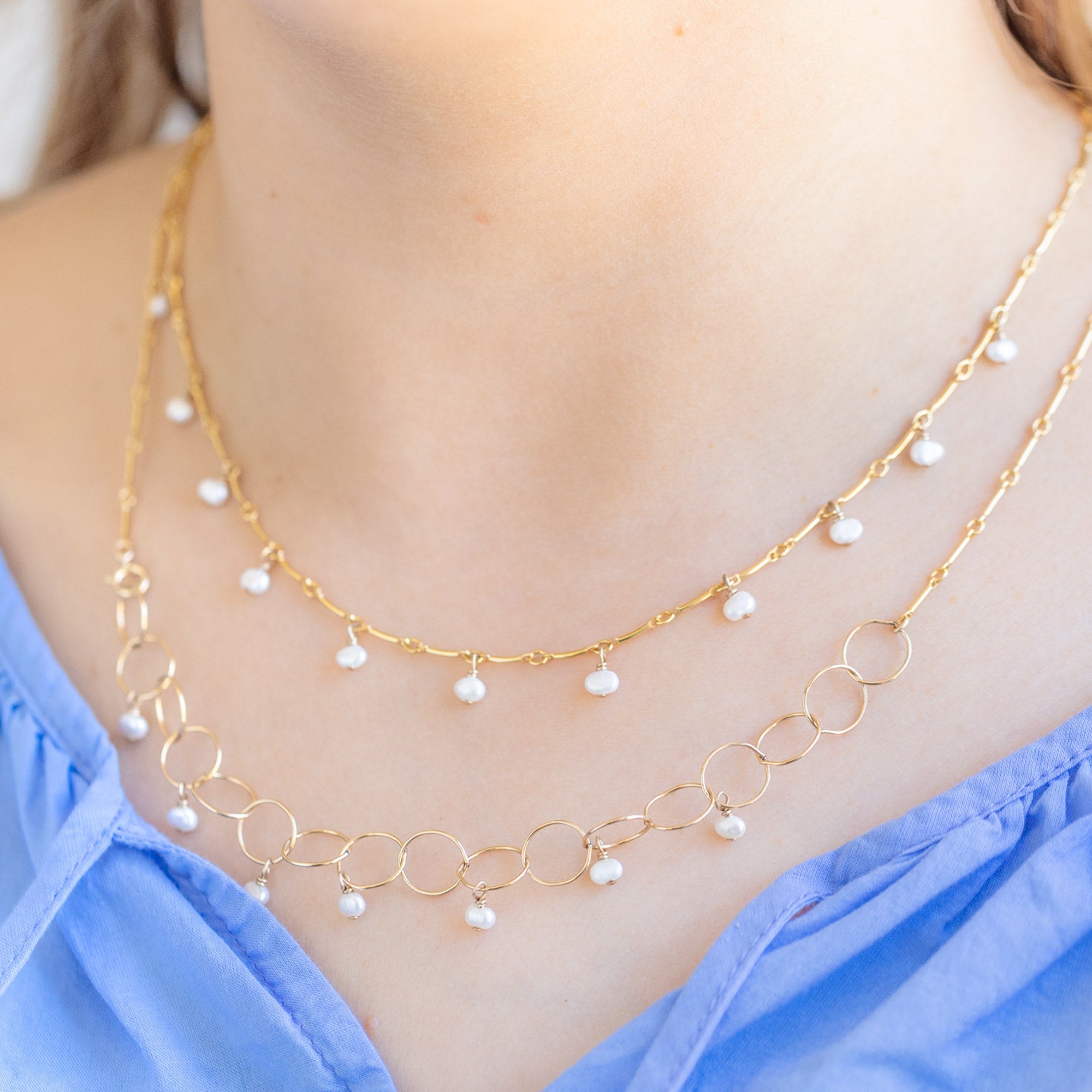 Alexis Russell Necklaces The Pearl Party Station Necklace | Yellow Gold