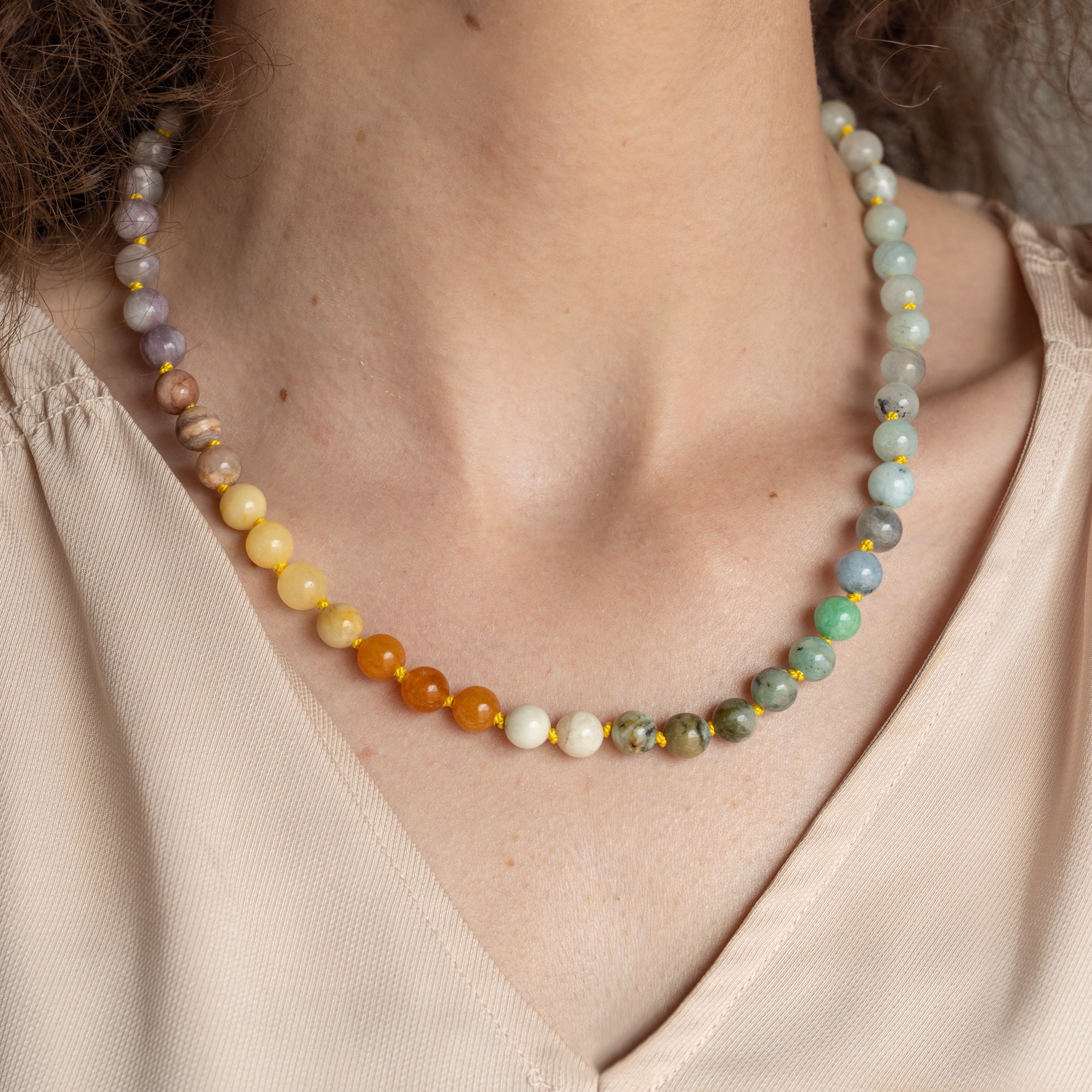 Alexis Russell Necklaces Found Objects Beaded Gemstone Necklace