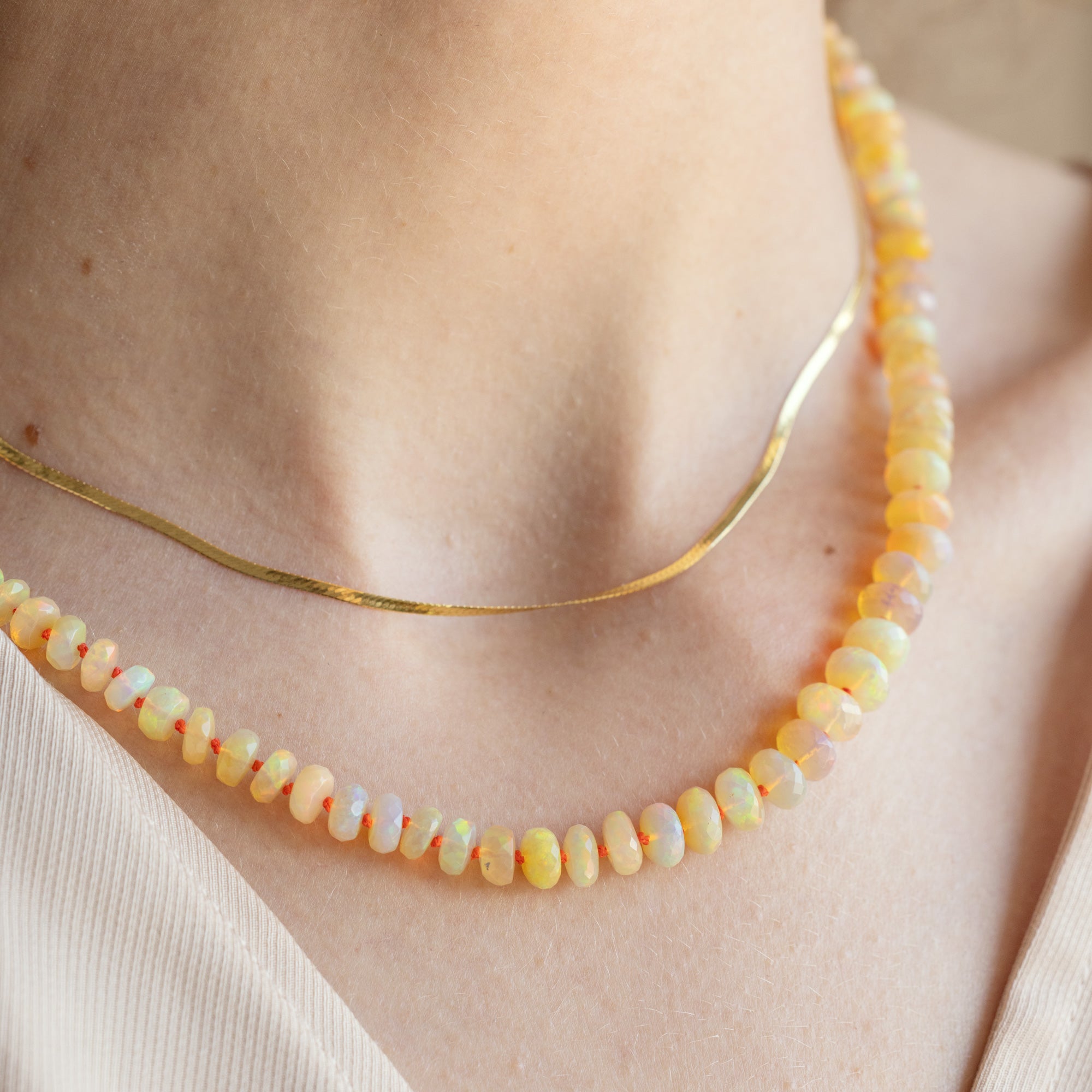buy:the-herringbone-chain-necklace-14k-yellow-gold,stay-golden-beaded-yellow-opal-necklace