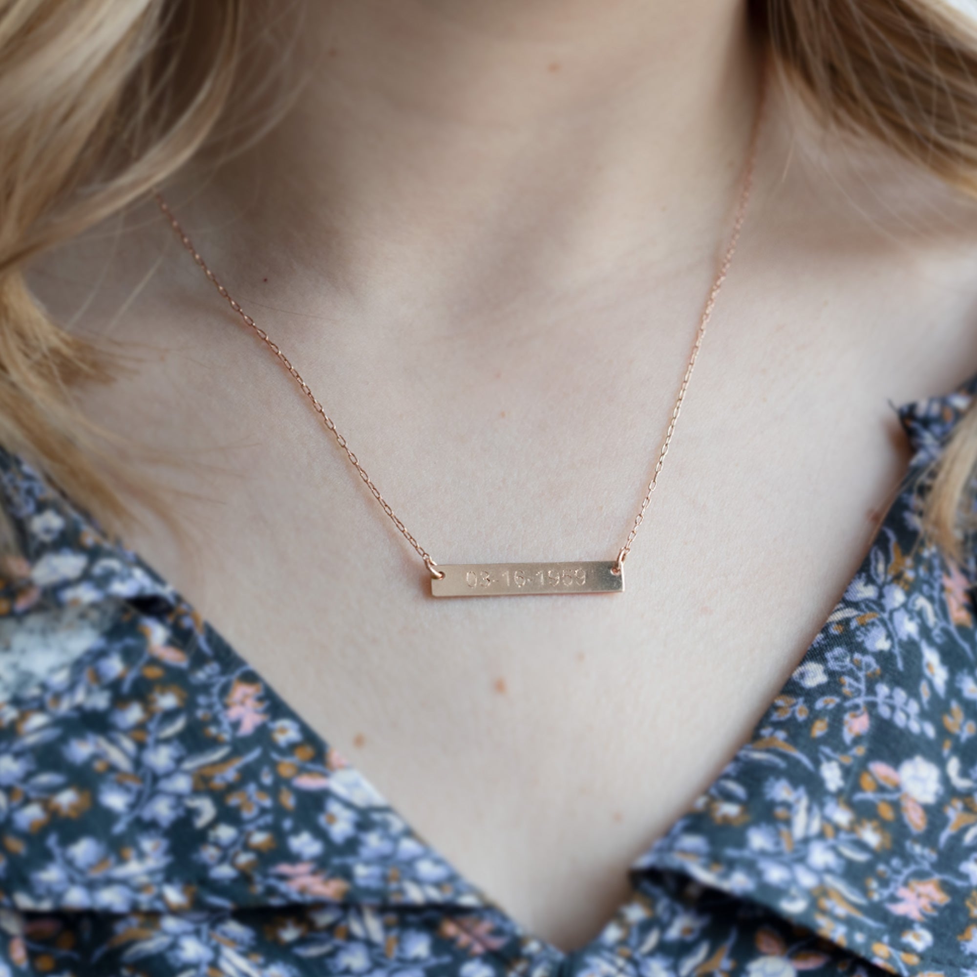 Alexis Russell Necklaces The Save the Date / Nameplate Necklace | Yellow, Rose or Sterling Silver