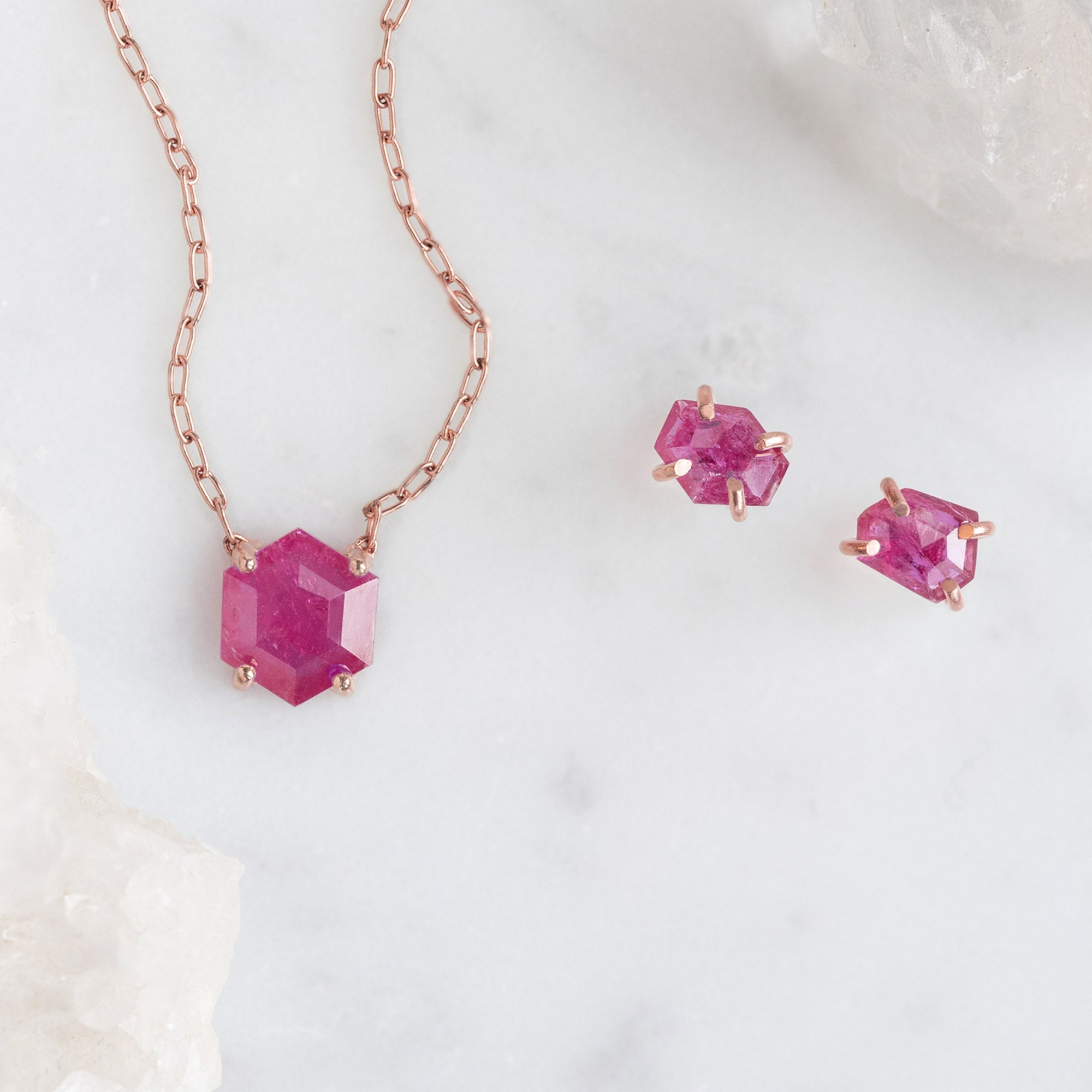 Alexis Russell Necklaces The Geometric Ruby Necklace | Yellow, Rose or Sterling Silver