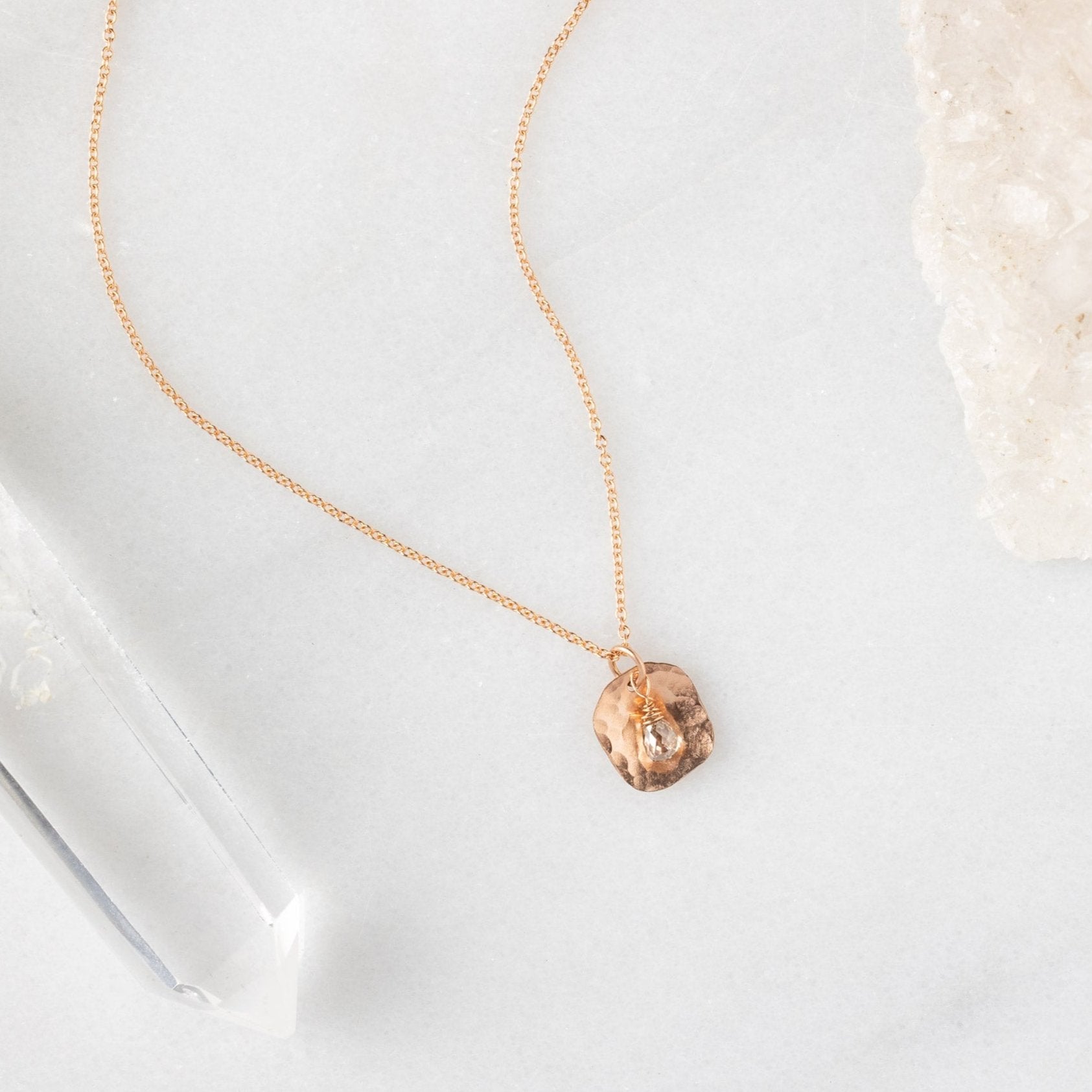 Alexis Russell Necklaces The Champagne Diamond Petal Necklace | Yellow, Rose or Sterling Silver