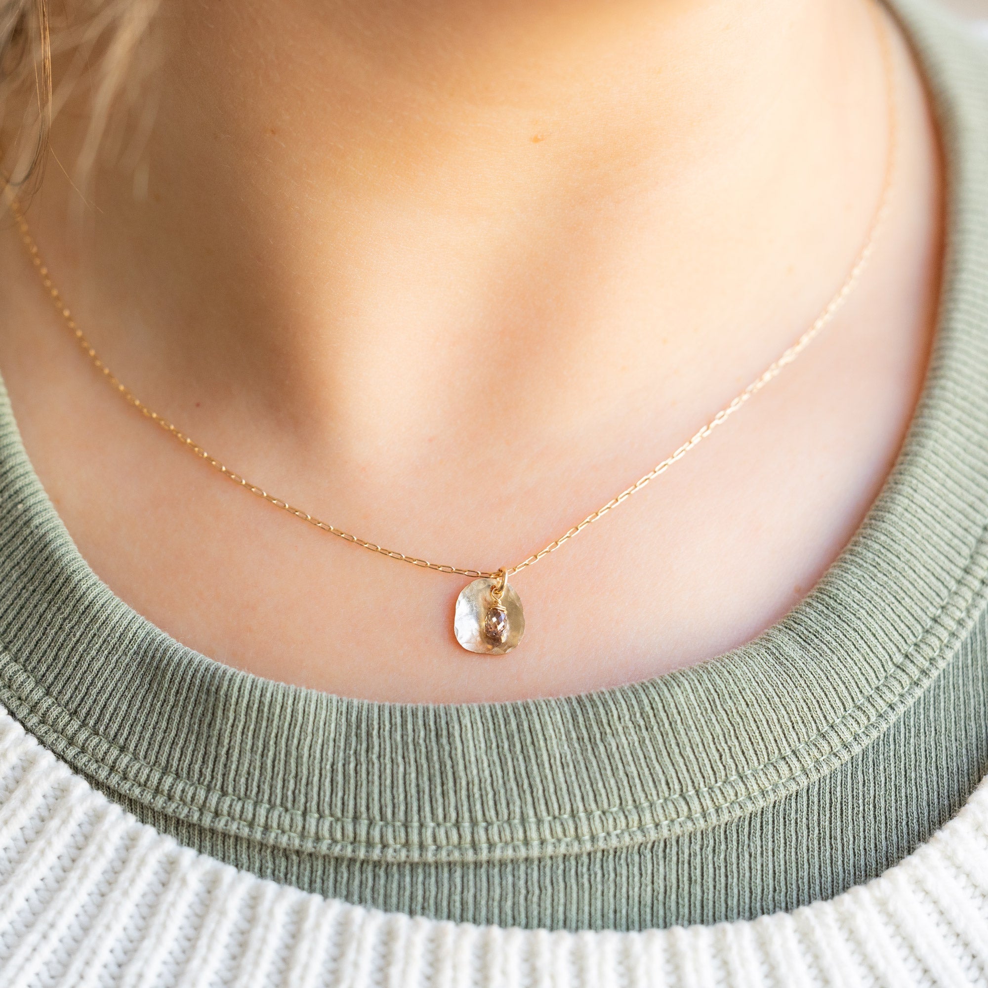 Alexis Russell Necklaces The Champagne Diamond Petal Necklace | Yellow, Rose or Sterling Silver