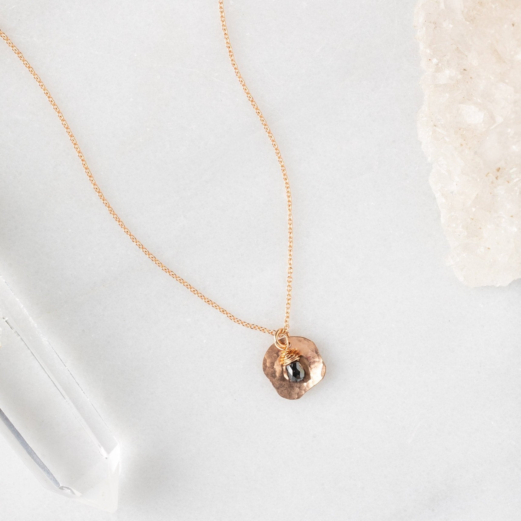 Alexis Russell Necklaces The Black Diamond Petal Necklace | Yellow, Rose or Sterling Silver