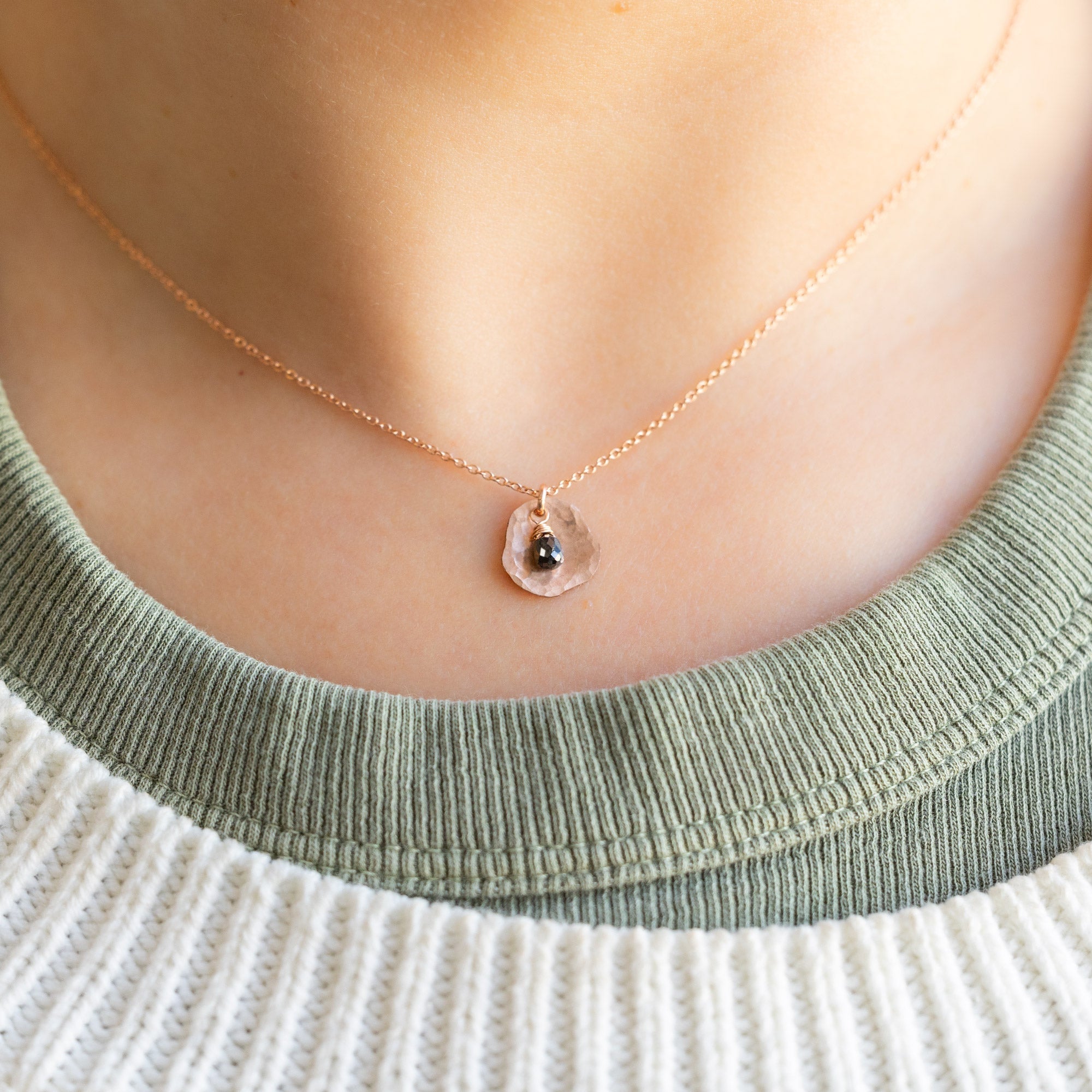 Alexis Russell Necklaces The Black Diamond Petal Necklace | Yellow, Rose or Sterling Silver