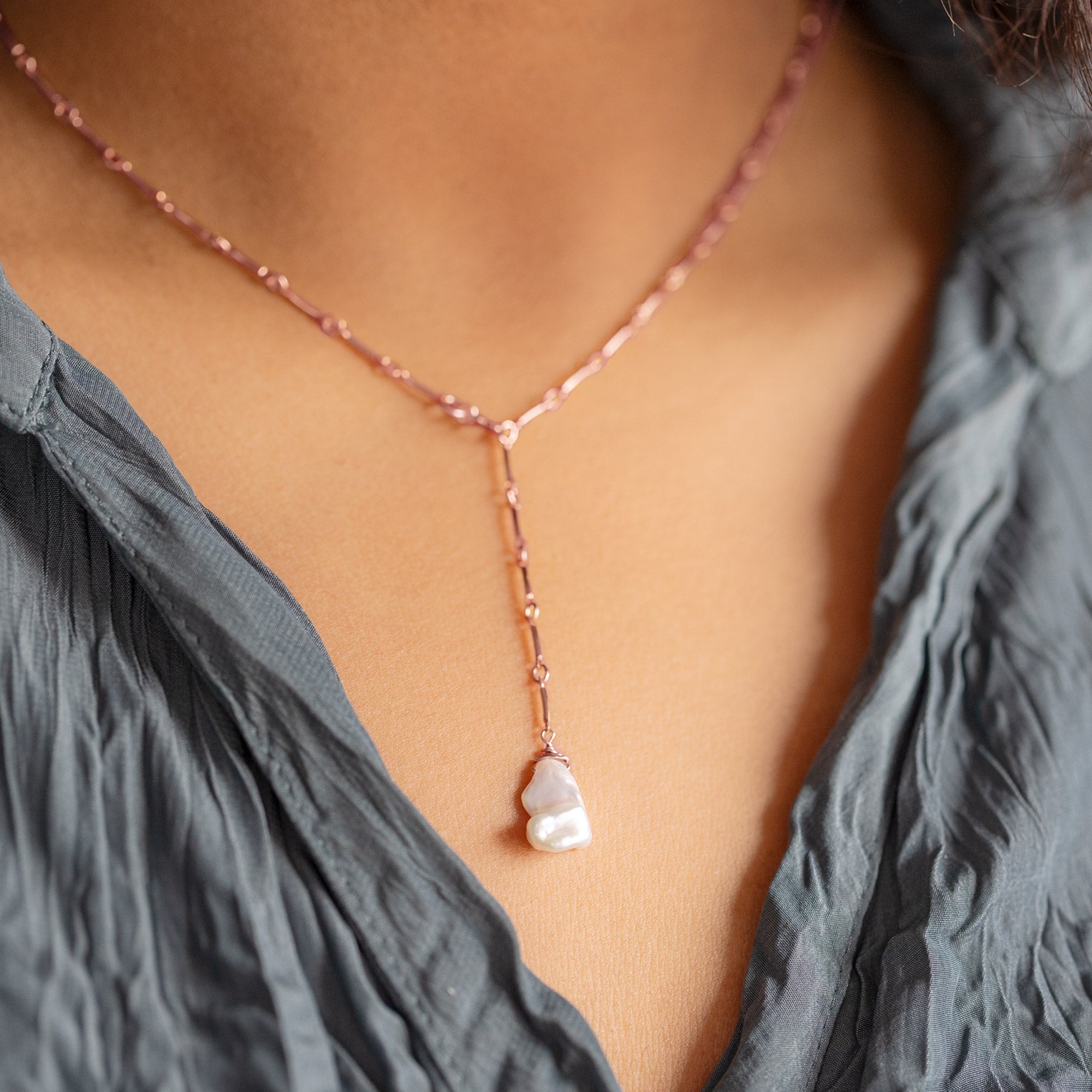 Alexis Russell Necklaces The Keshi Pearl Necklace | Yellow, Rose or Sterling Silver