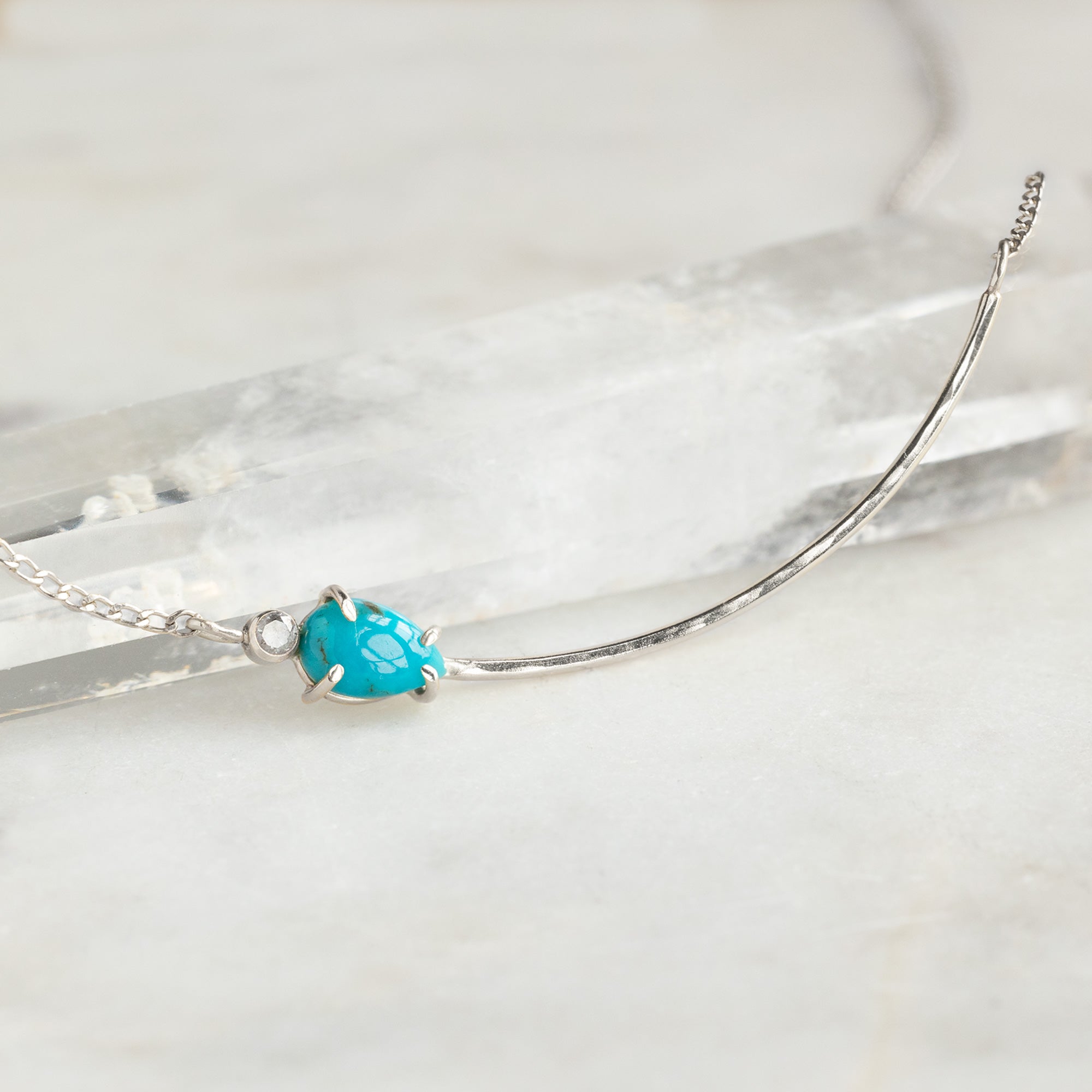 Alexis Russell Necklaces The Asymmetrical Turquoise + Diamond Necklace | Sterling Silver
