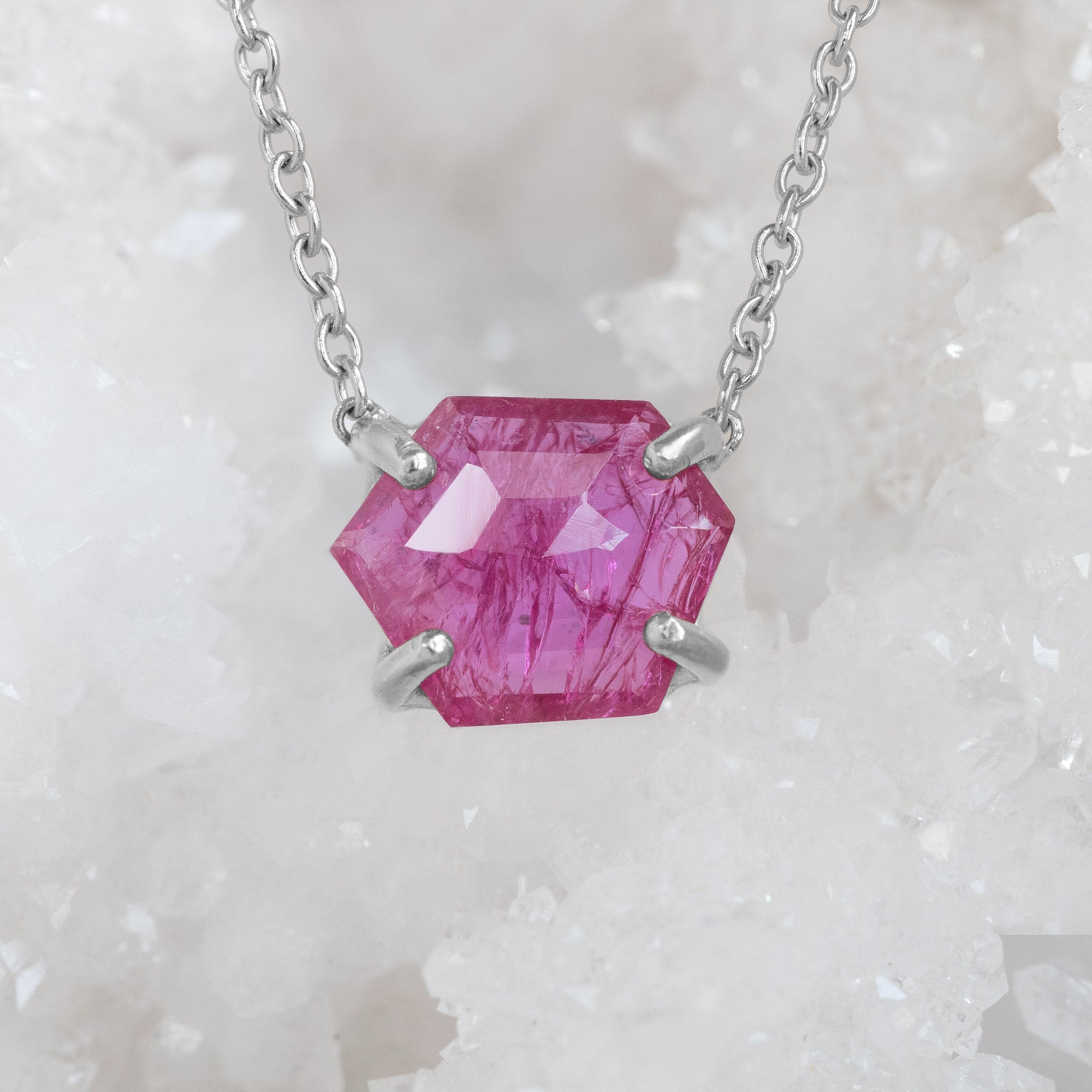 Alexis Russell Necklaces The Geometric Ruby Necklace | Sterling Silver