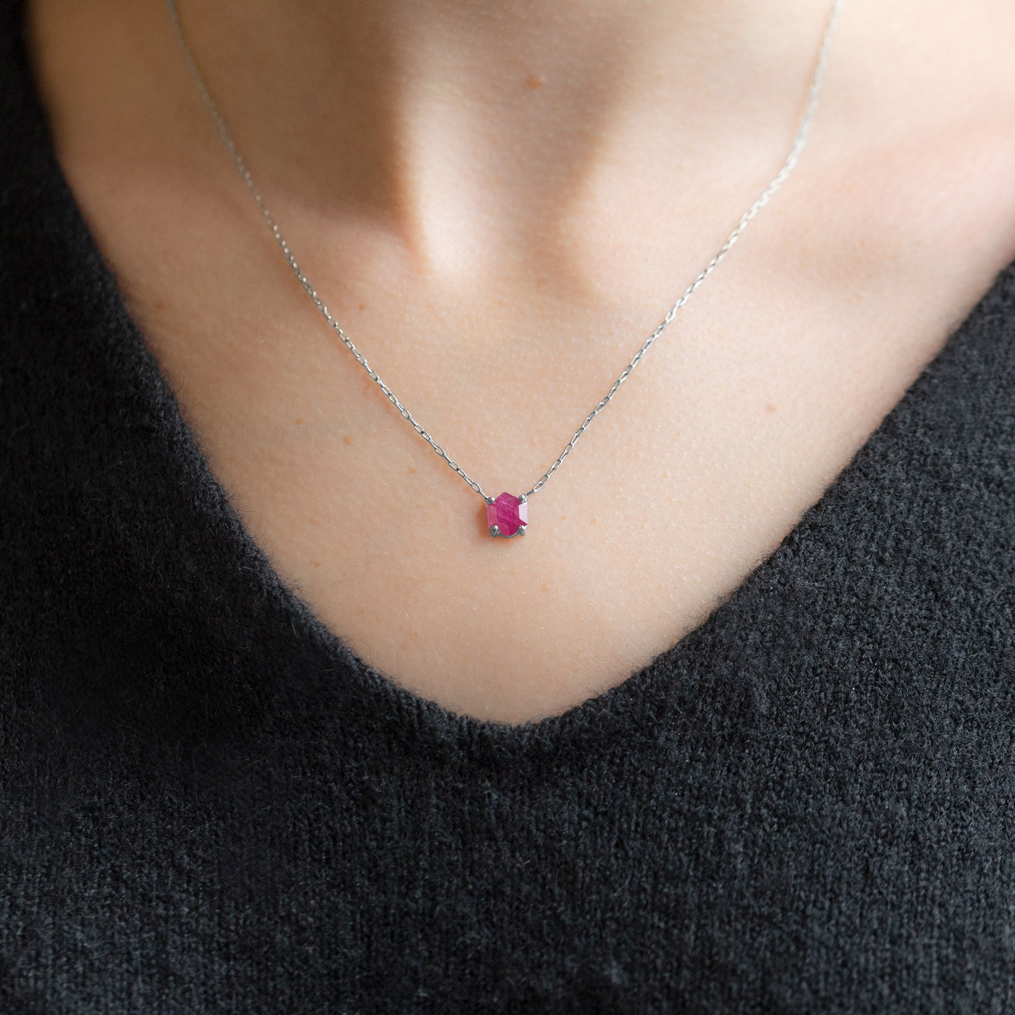 Alexis Russell Necklaces The Geometric Ruby Necklace | Sterling Silver