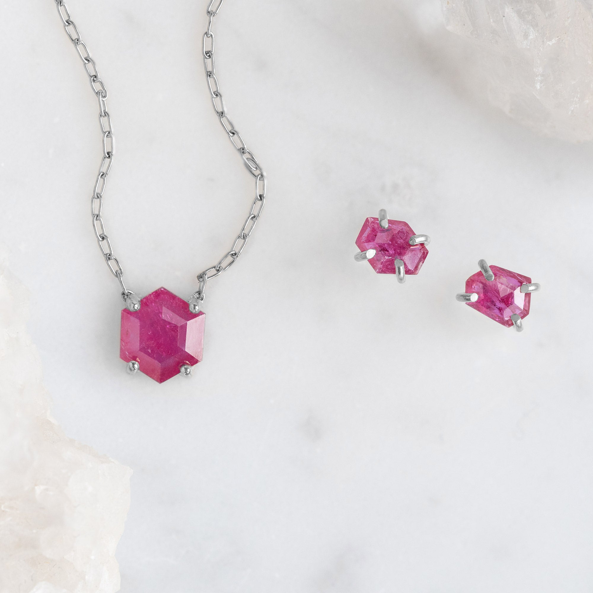 Alexis Russell Necklaces The Geometric Ruby Necklace | Sterling Silver