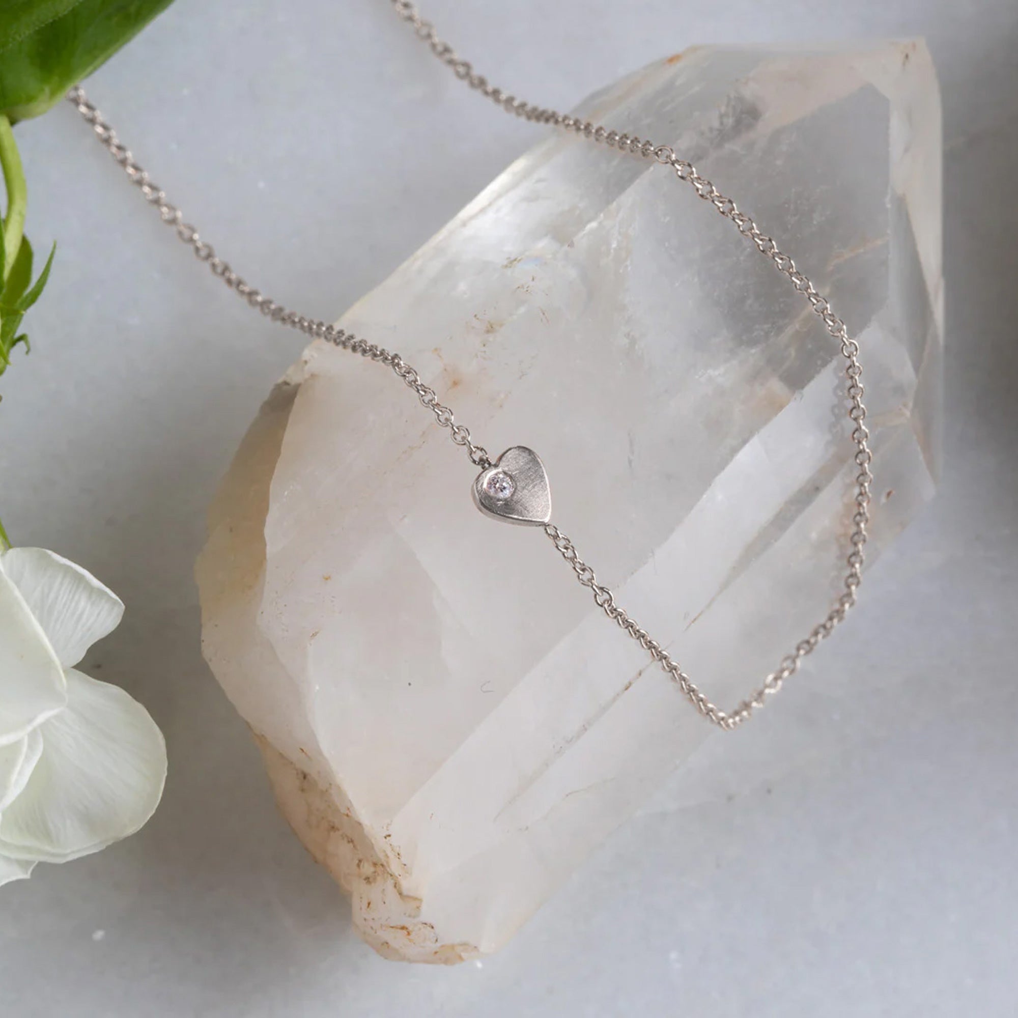 Alexis Russell Necklaces The Sweetheart White Diamond Necklace | Sterling Silver