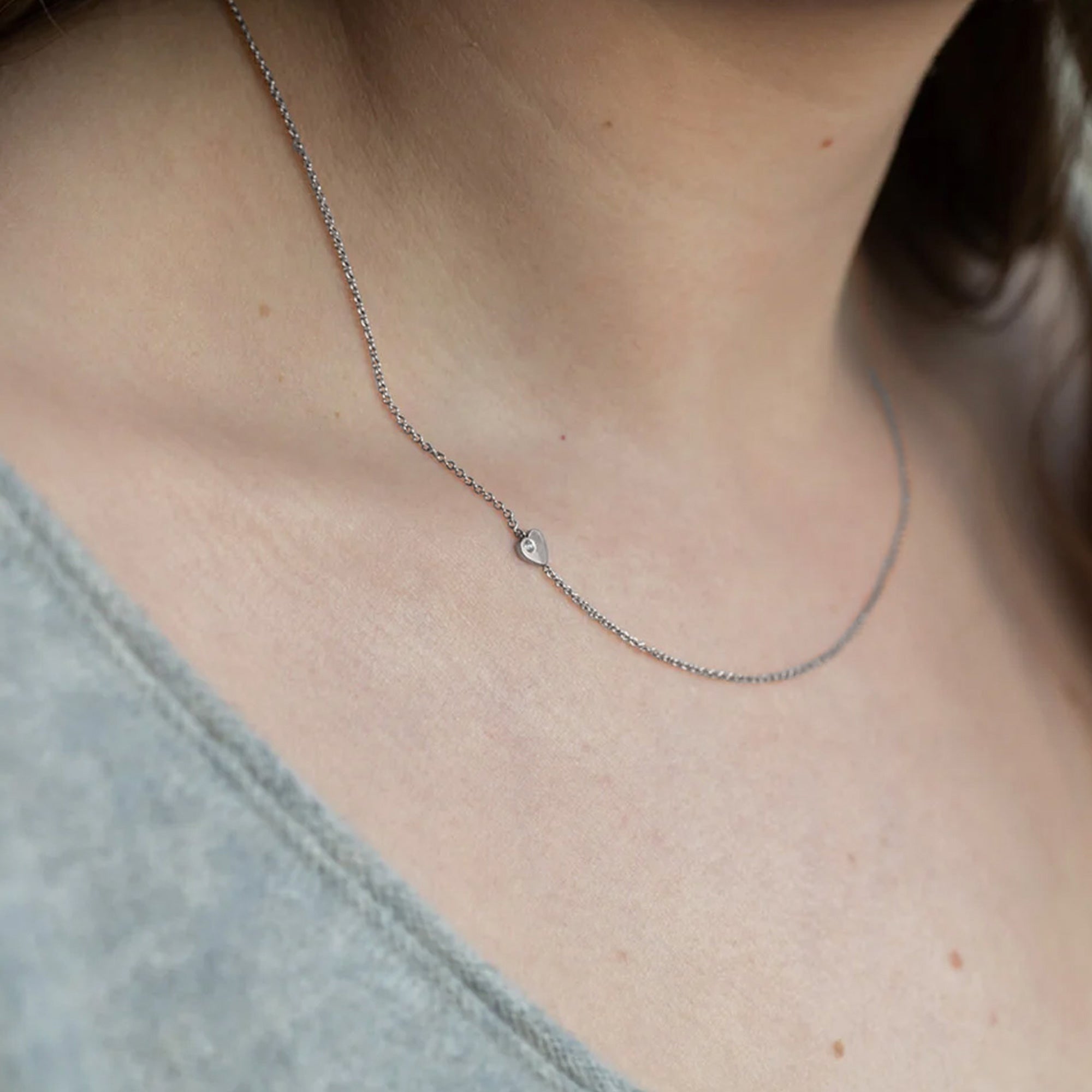Alexis Russell Necklaces The Sweetheart White Diamond Necklace | Sterling Silver
