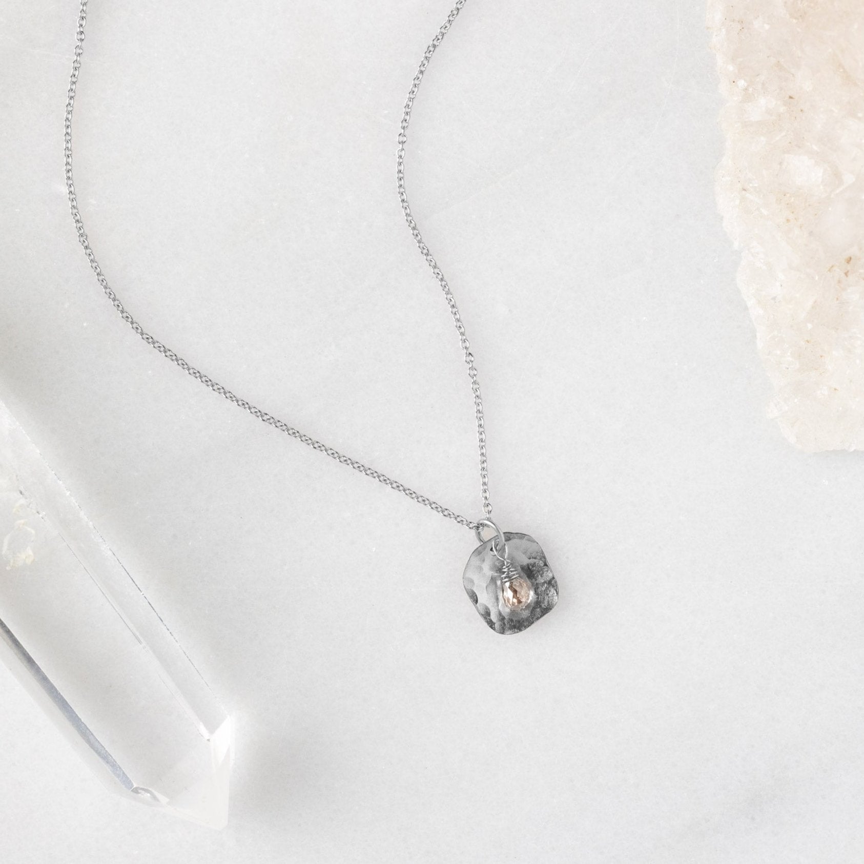 Alexis Russell Necklaces The Champagne Diamond Petal Necklace | Sterling Silver