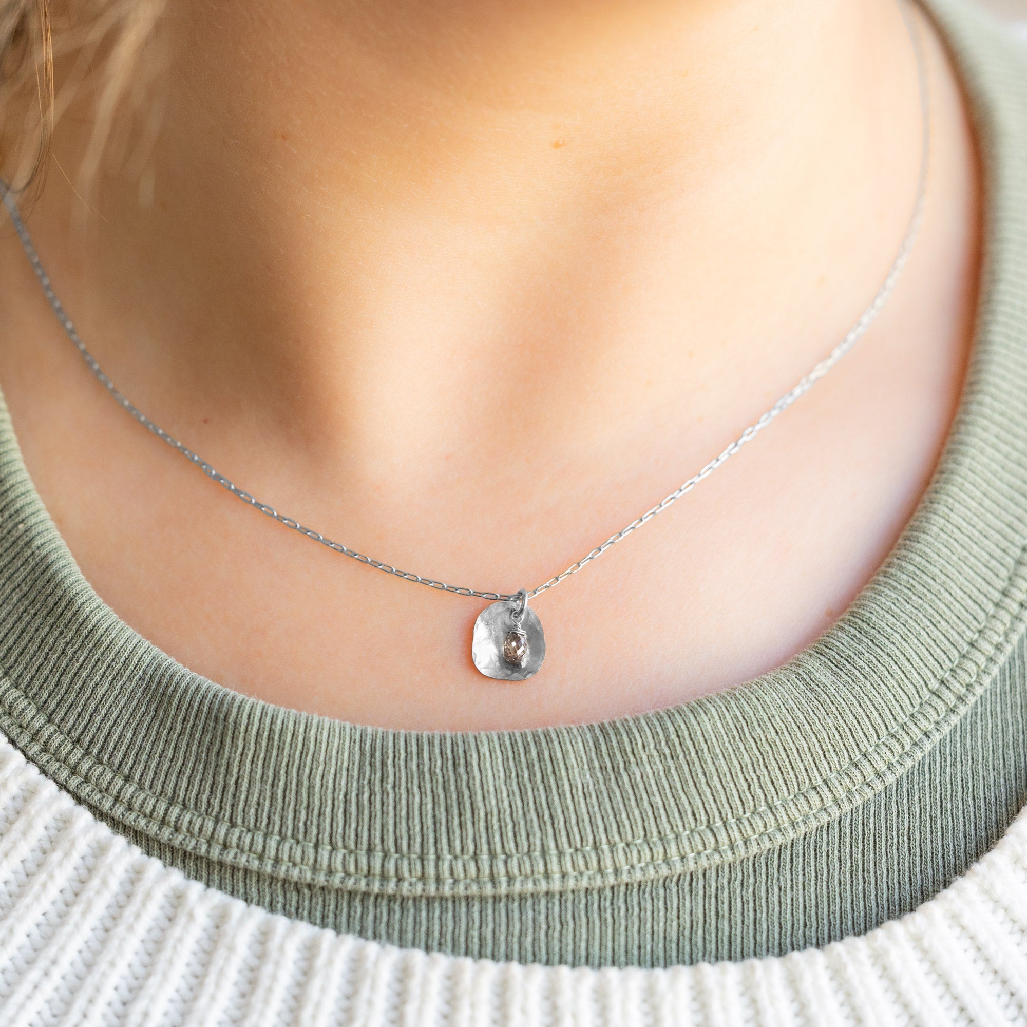 Alexis Russell Necklaces The Champagne Diamond Petal Necklace | Sterling Silver