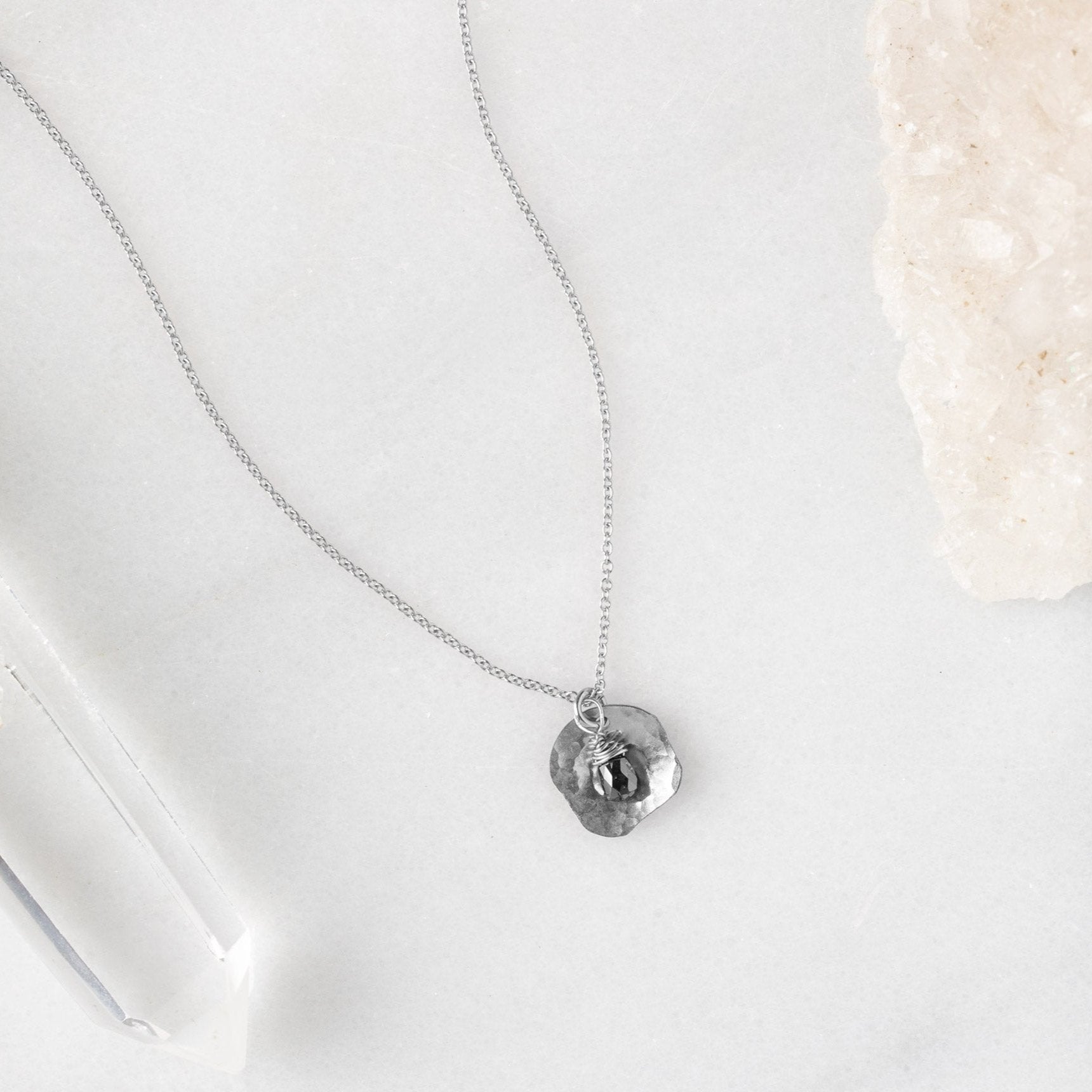 Alexis Russell Necklaces The Black Diamond Petal Necklace | Sterling Silver