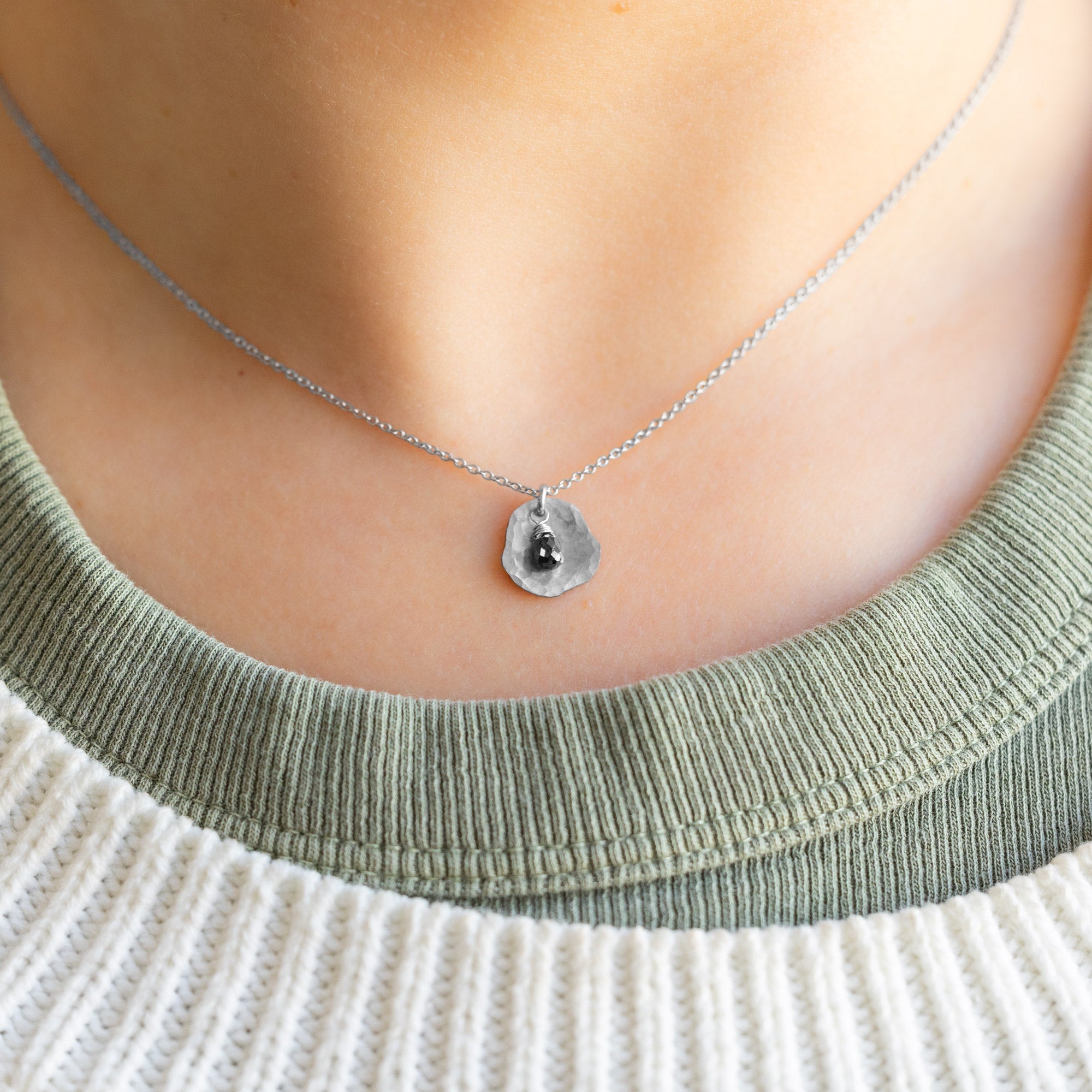 Alexis Russell Necklaces The Black Diamond Petal Necklace | Sterling Silver