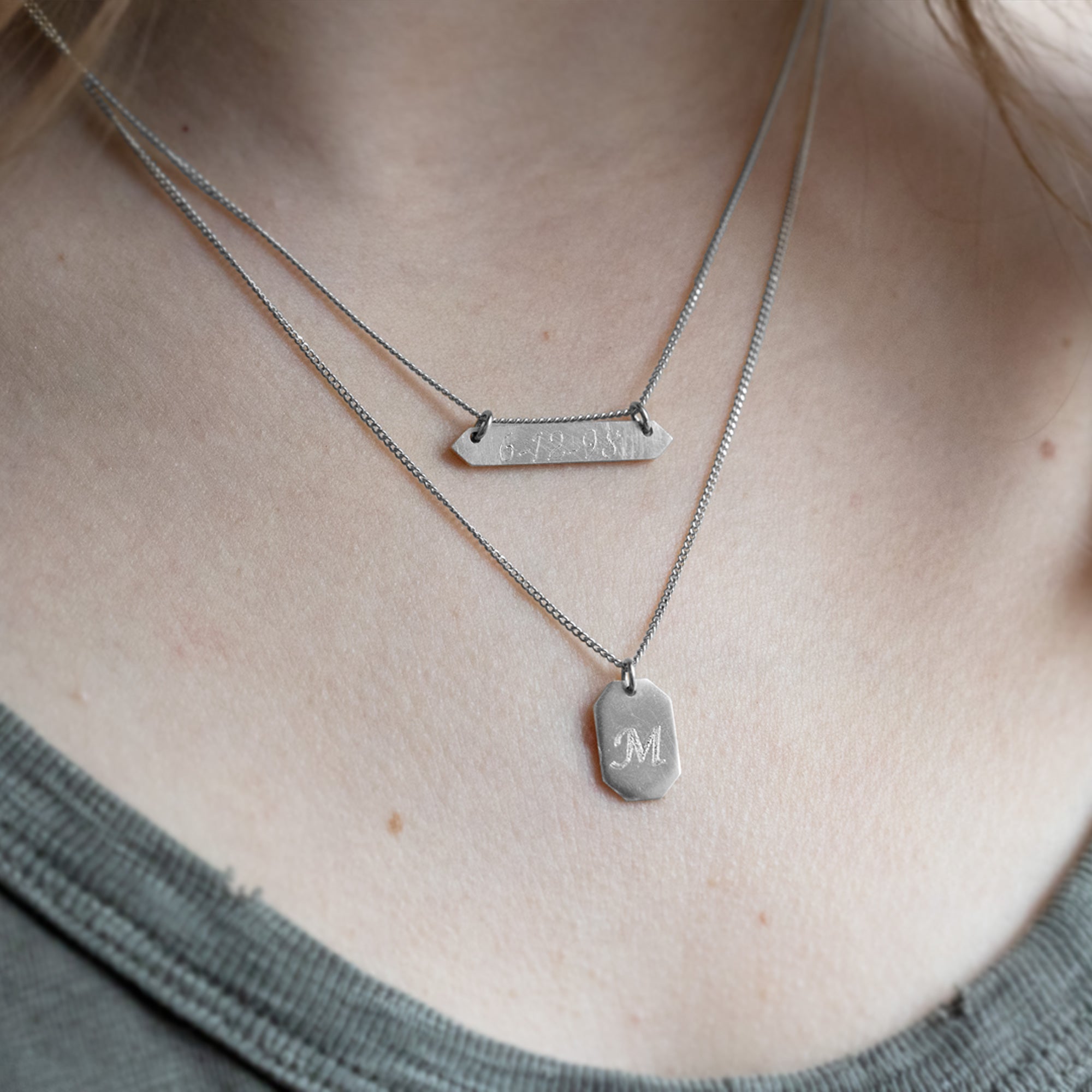 Alexis Russell Necklaces The Personalized Dog Tag Necklace | Yellow Gold or Sterling Silver