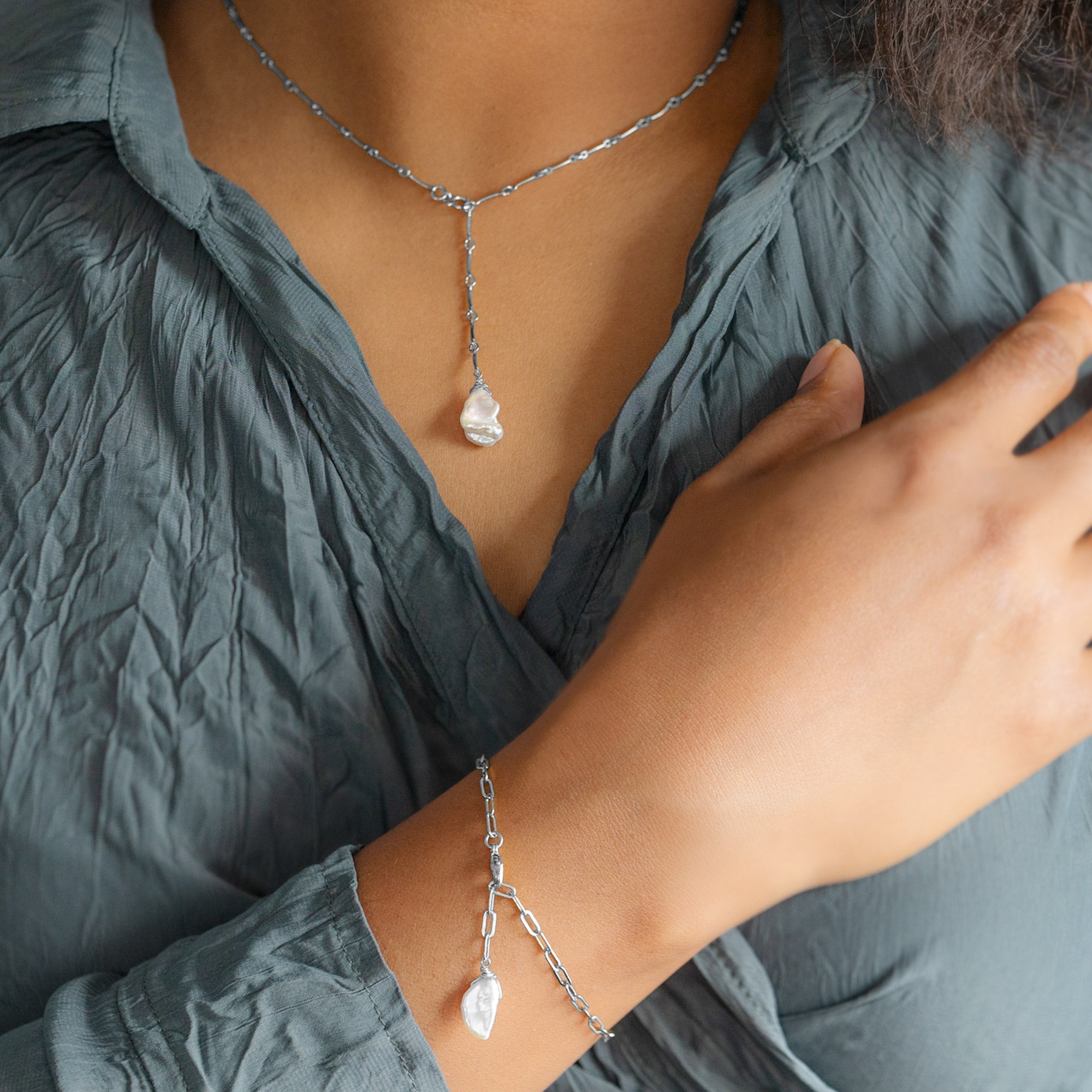 Alexis Russell Necklaces The Keshi Pearl Necklace | Sterling Silver