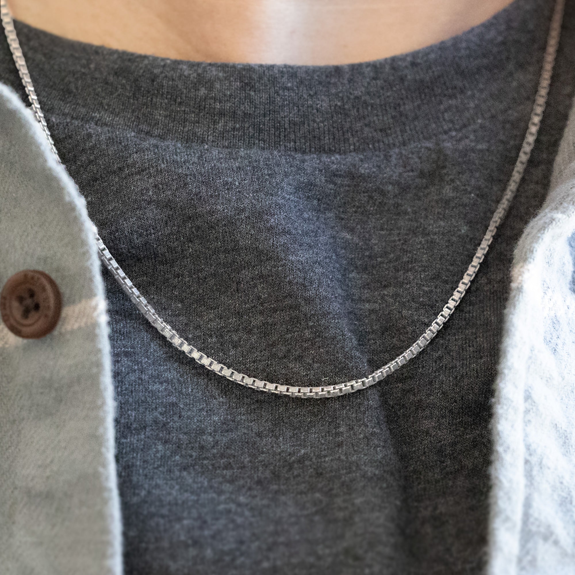 Alexis Russell Necklaces The Men's Box Chain Necklace | Sterling Silver
