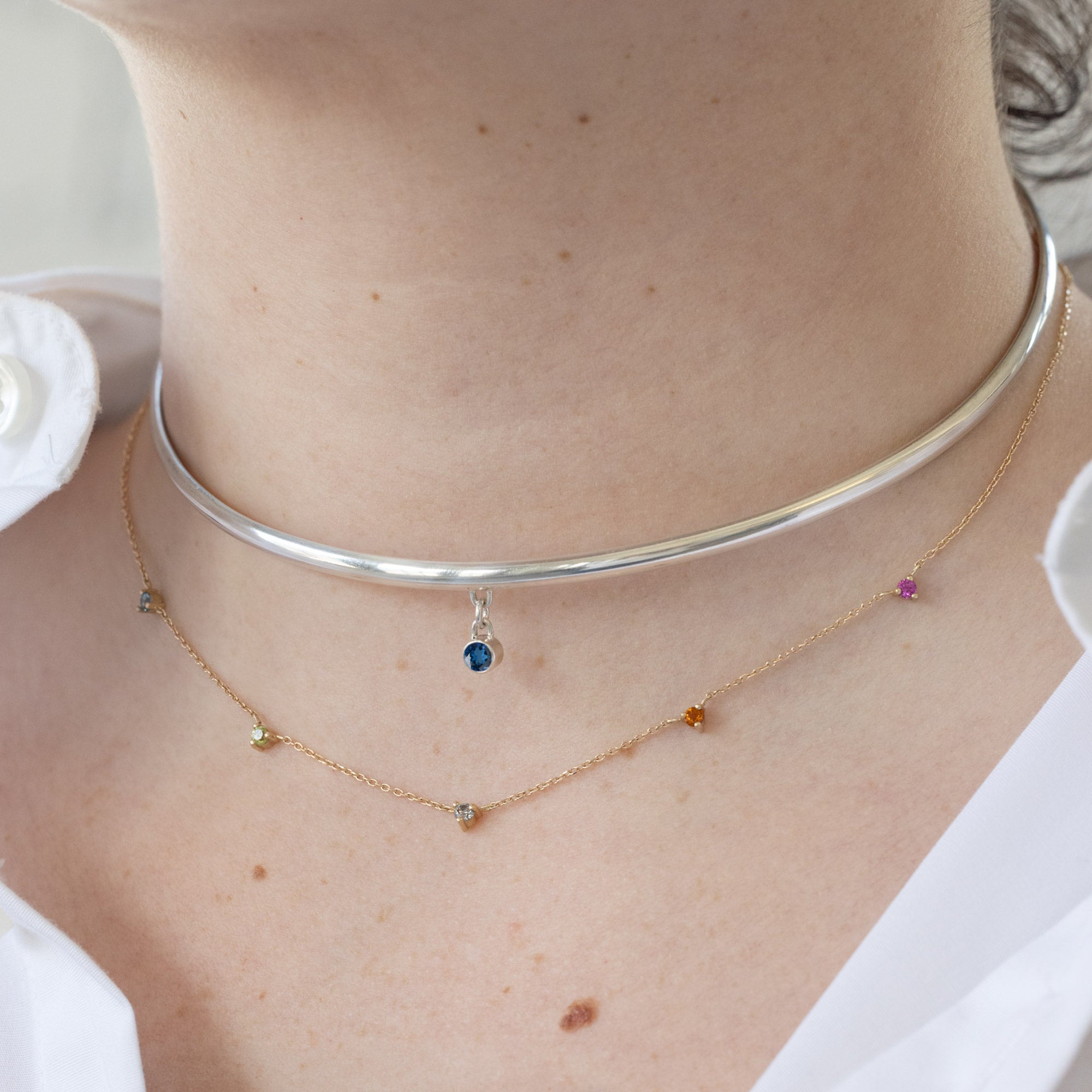 Alexis Russell  Necklaces The Birthstone Neck Cuff | Sterling Silver