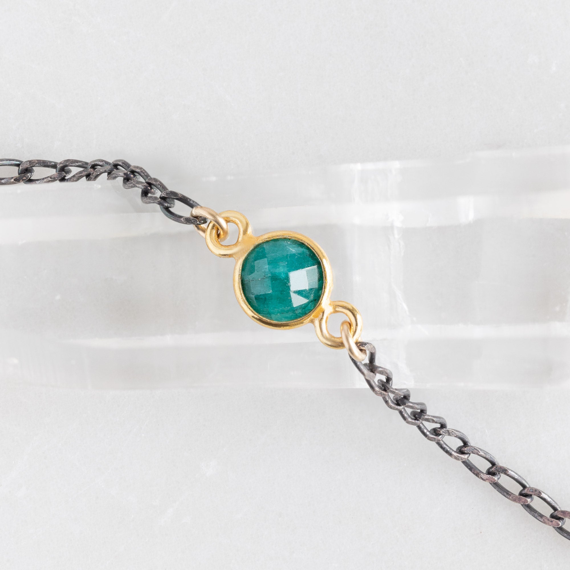 Alexis Russell Necklaces The Asymmetrical Emerald Necklace | Sterling Silver