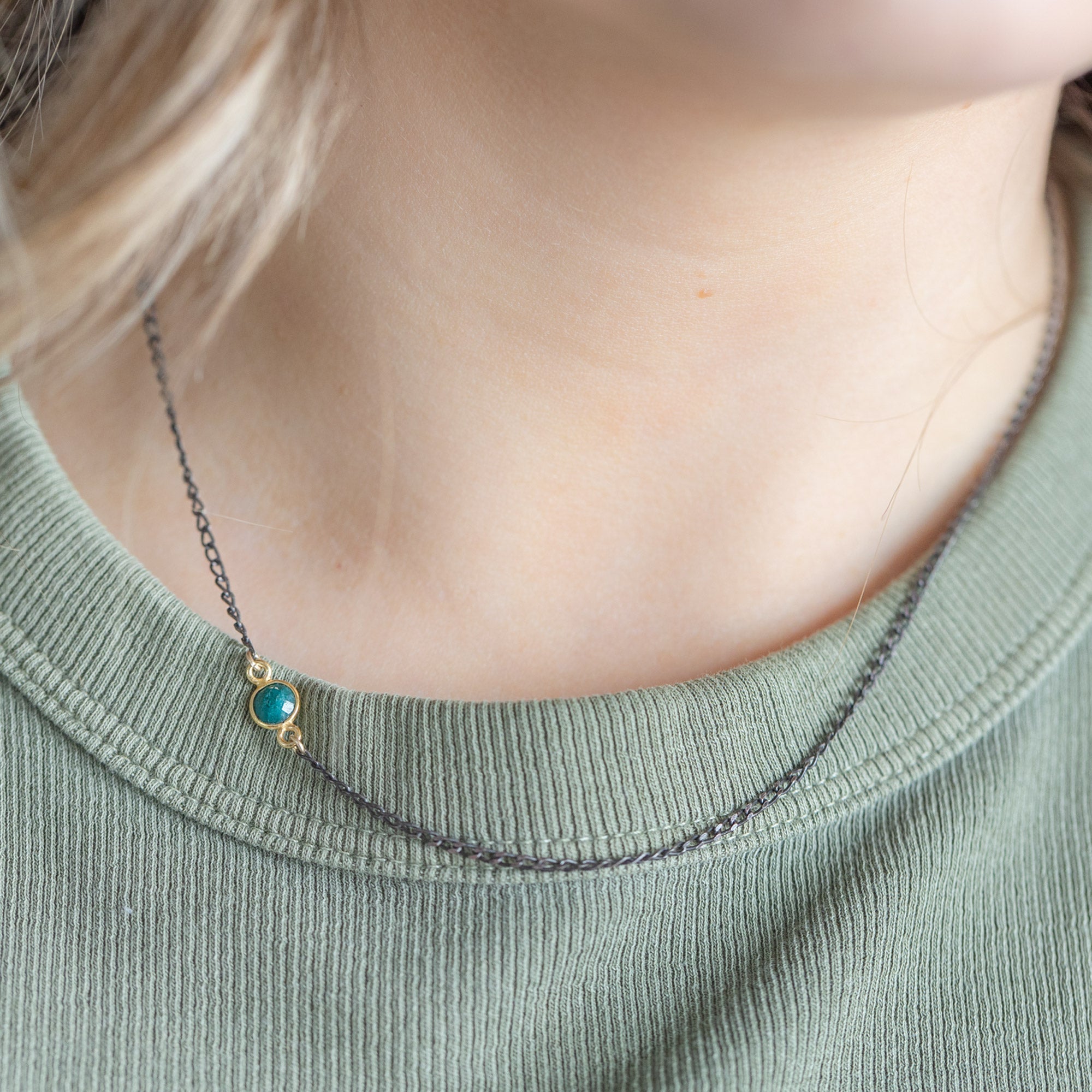 Alexis Russell Necklaces The Asymmetrical Emerald Necklace | Sterling Silver