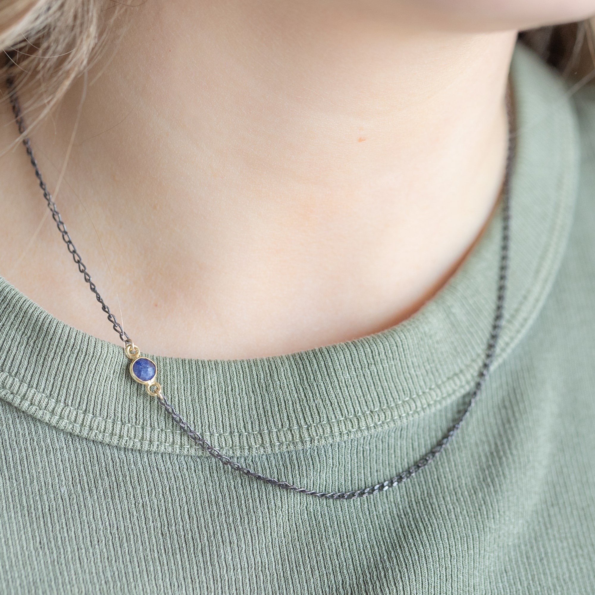 Alexis Russell Necklaces The Asymmetrical Blue Sapphire Necklace | Sterling Silver