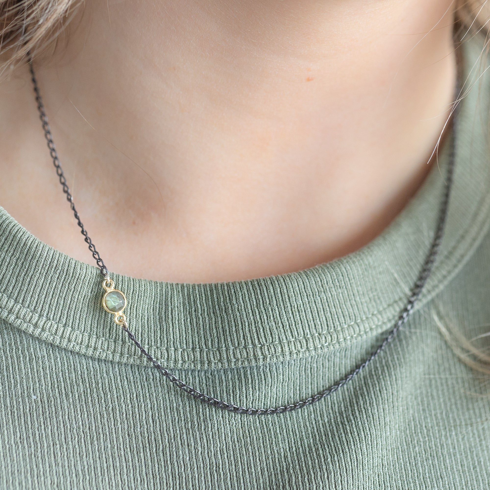 Alexis Russell Necklaces The Asymmetrical Labradorite Necklace | Sterling Silver