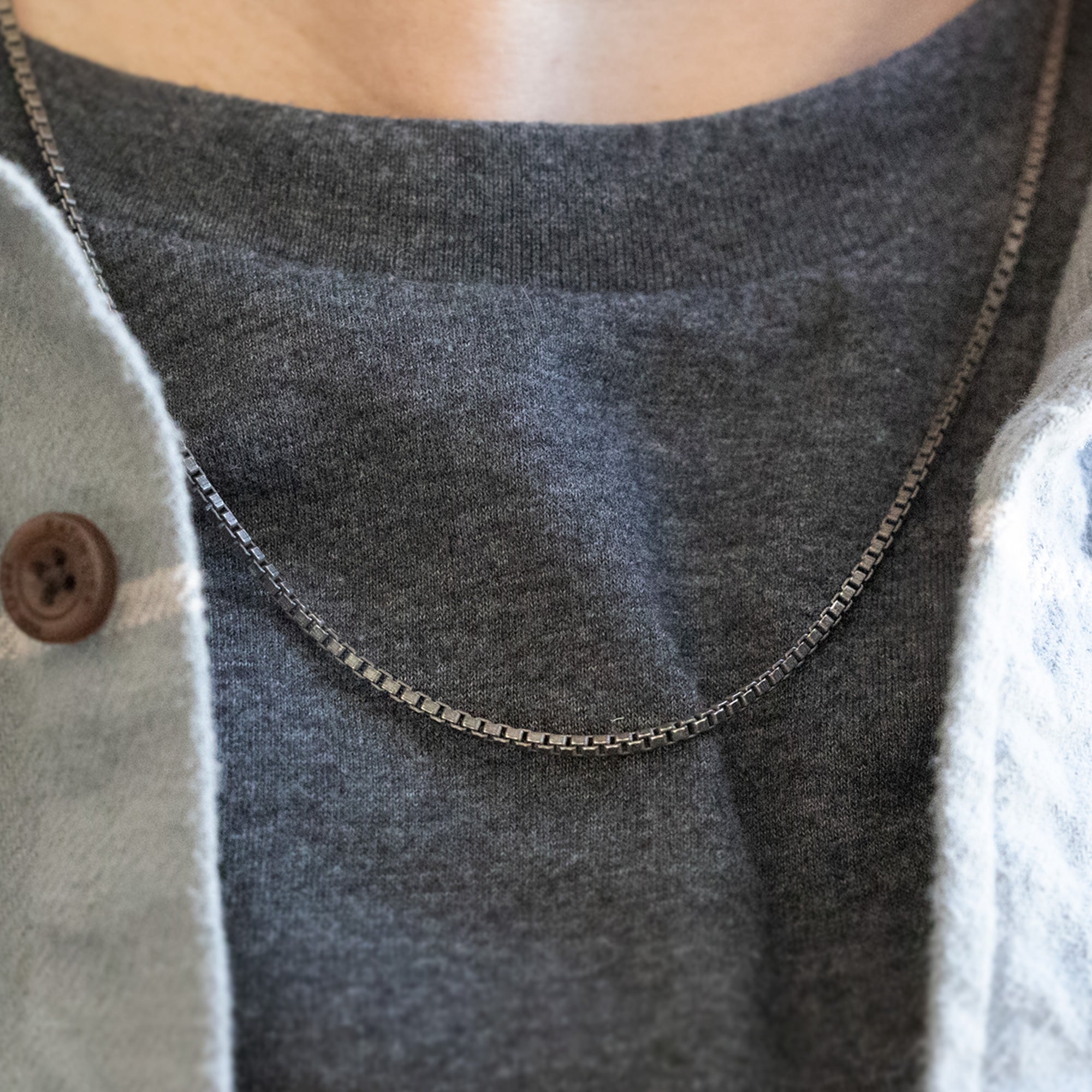Alexis Russell Necklaces The Men's Box Chain Necklace | Sterling Silver