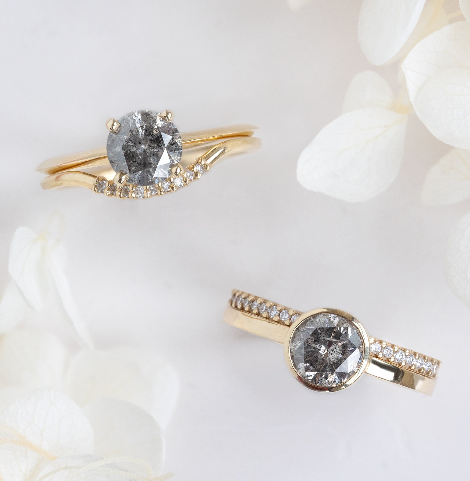 Alexis Russell Custom Diamond Ring Design Your Own Custom | Round Salt and Pepper Diamond Engagement Ring