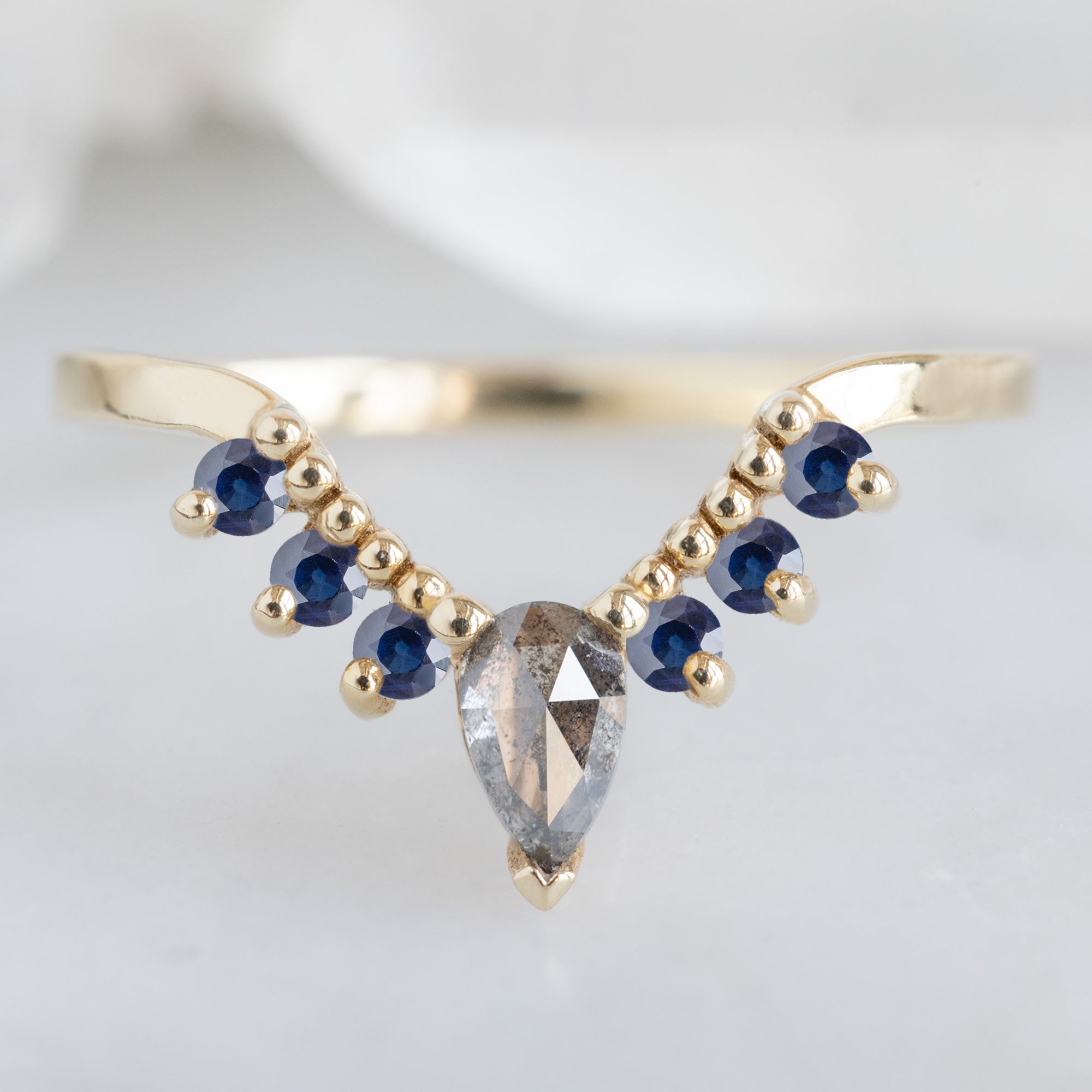 Alexis Russell Wedding Bands Salt and Pepper Diamond Sunburst Stacking Band | Choose Your Side Stones