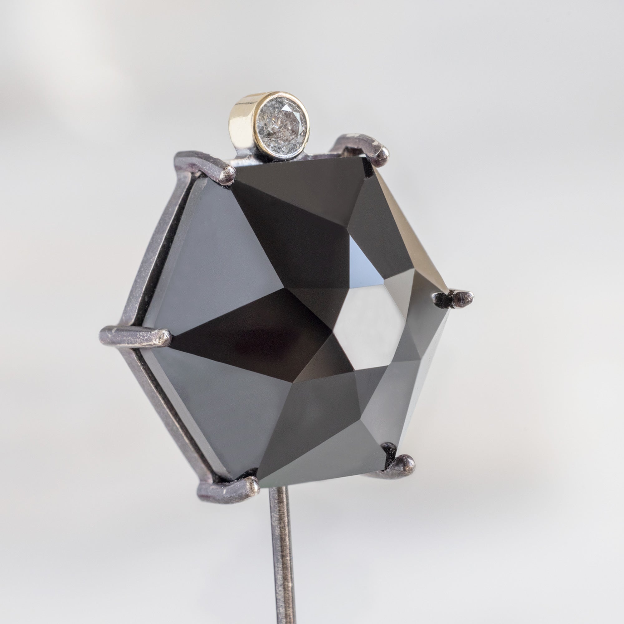 Alexis Russell Tacks / Pins The Onyx & Diamond Lapel Pin | Oxidized Sterling Silver