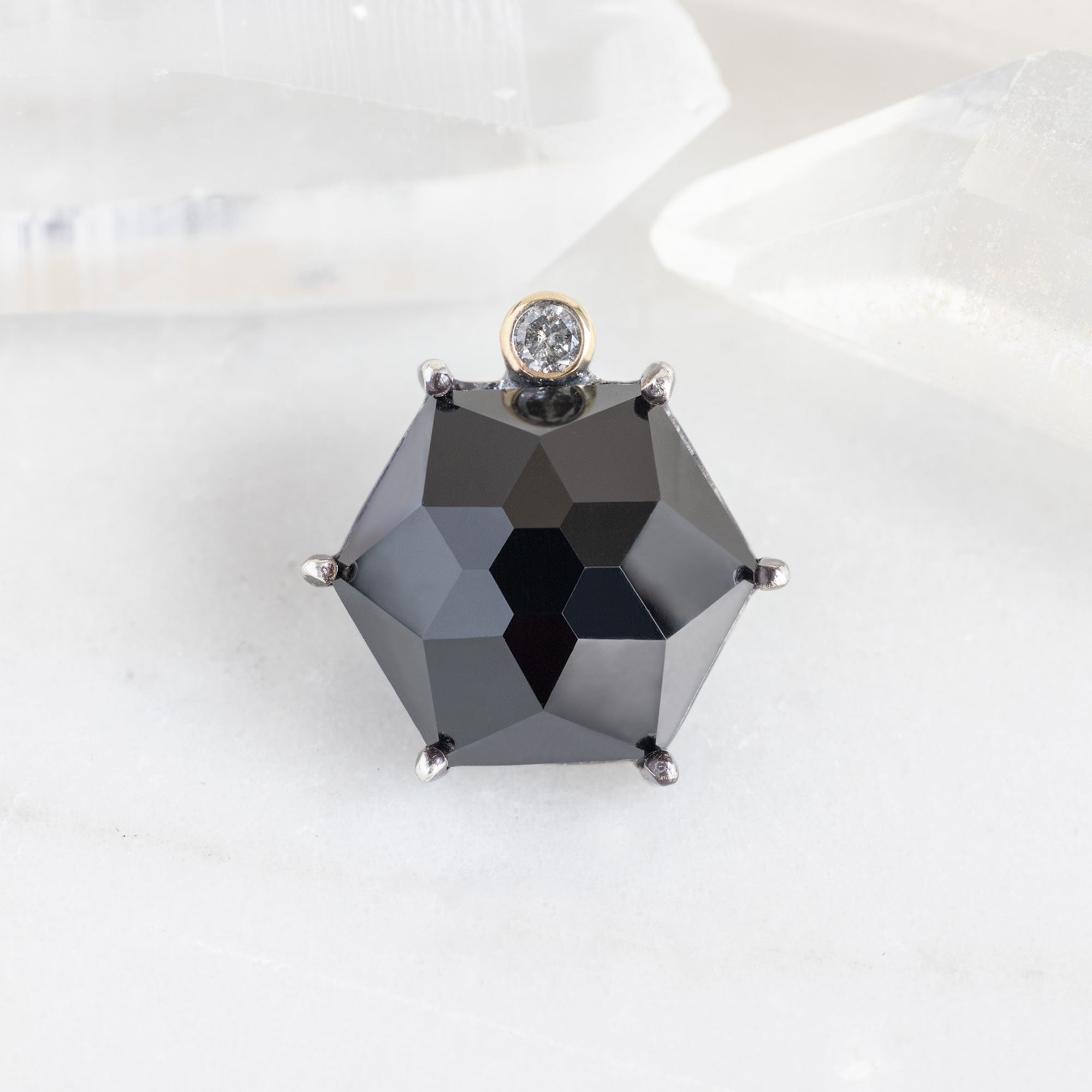Alexis Russell Tacks / Pins The Onyx & Diamond Tie Tac | Oxidized Sterling Silver