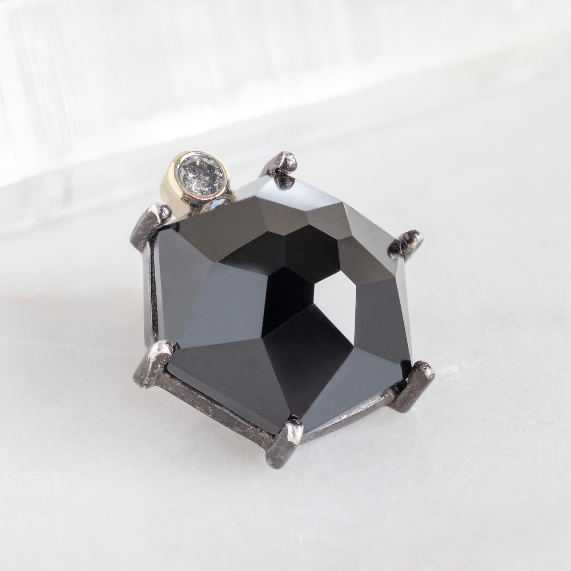 Alexis Russell Tacks / Pins The Onyx & Diamond Tie Tac | Oxidized Sterling Silver