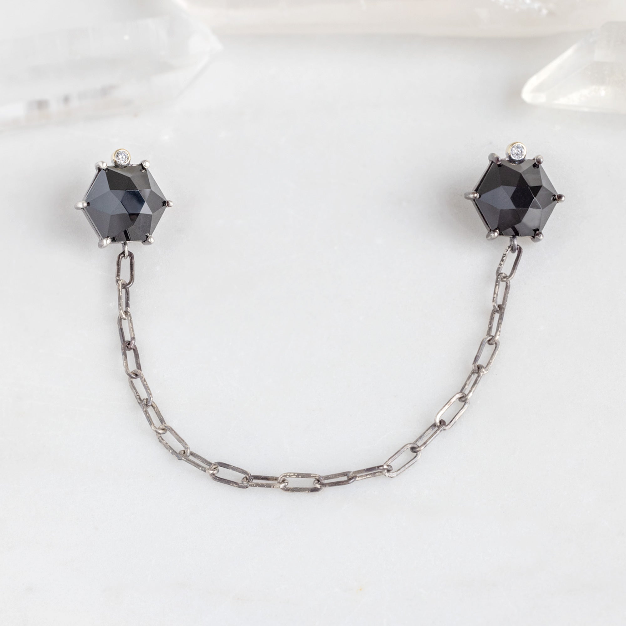 Alexis Russell Tacks / Pins The Onyx & Diamond Collar Pin | Oxidized Sterling Silver