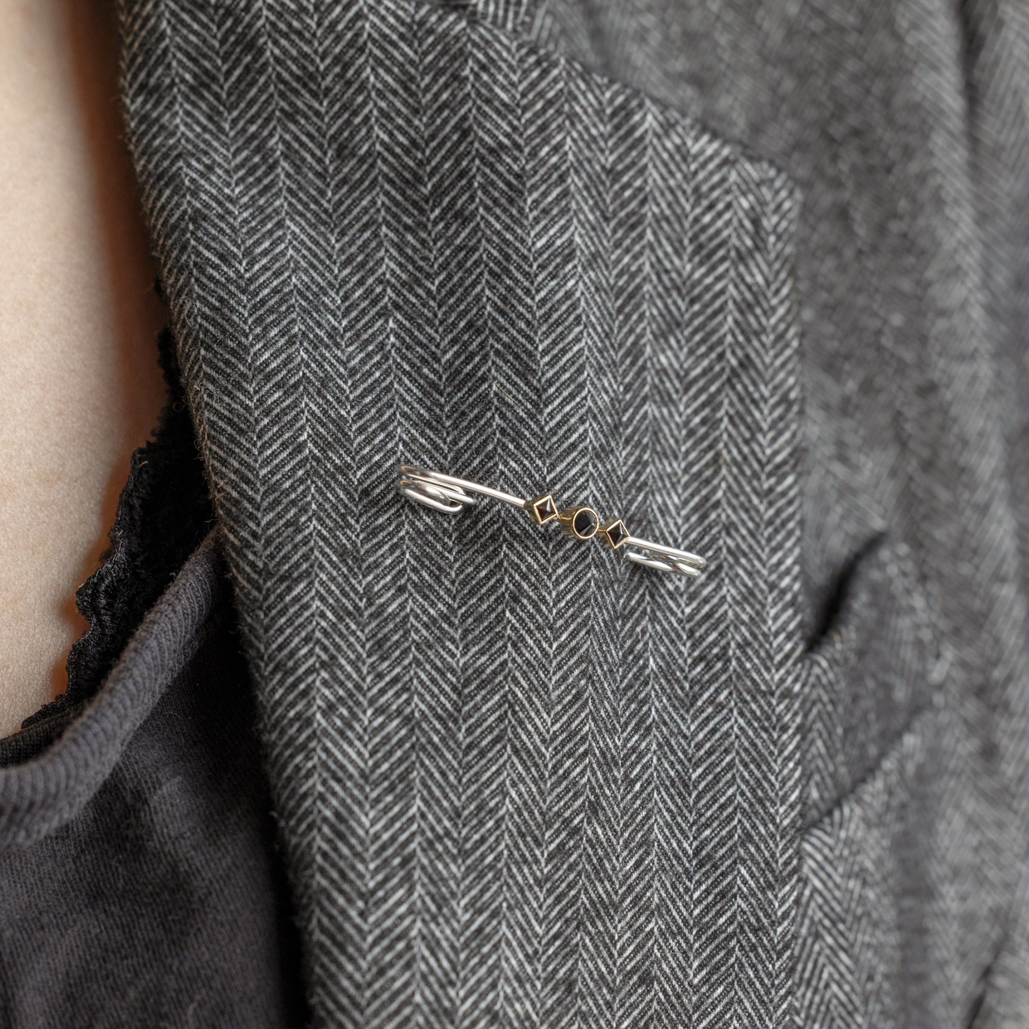 Alexis Russell  Tacks / Pins Black Diamond Safety Pin Brooch | Sterling Silver
