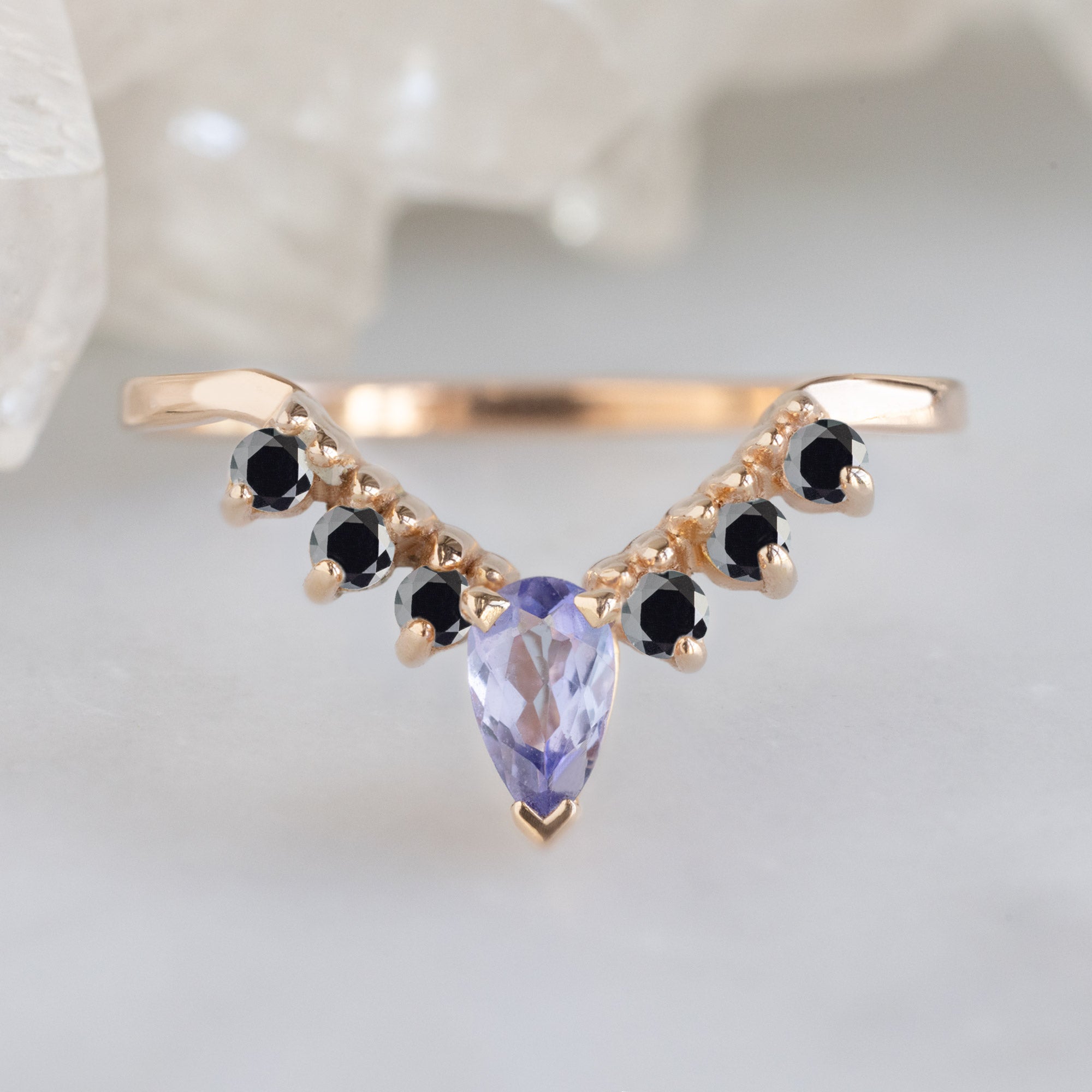 Alexis Russell  Wedding Bands Tanzanite + Diamond Sunburst Stacking Band | Yellow, Rose or White Gold