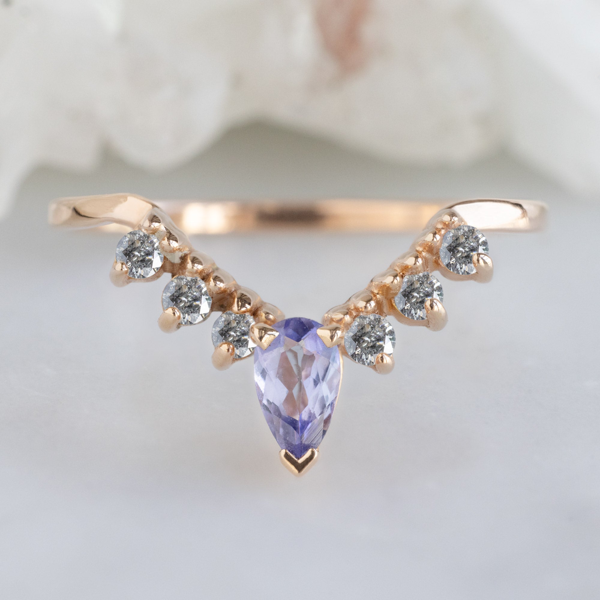 Alexis Russell  Wedding Bands Tanzanite + Diamond Sunburst Stacking Band | Yellow, Rose or White Gold