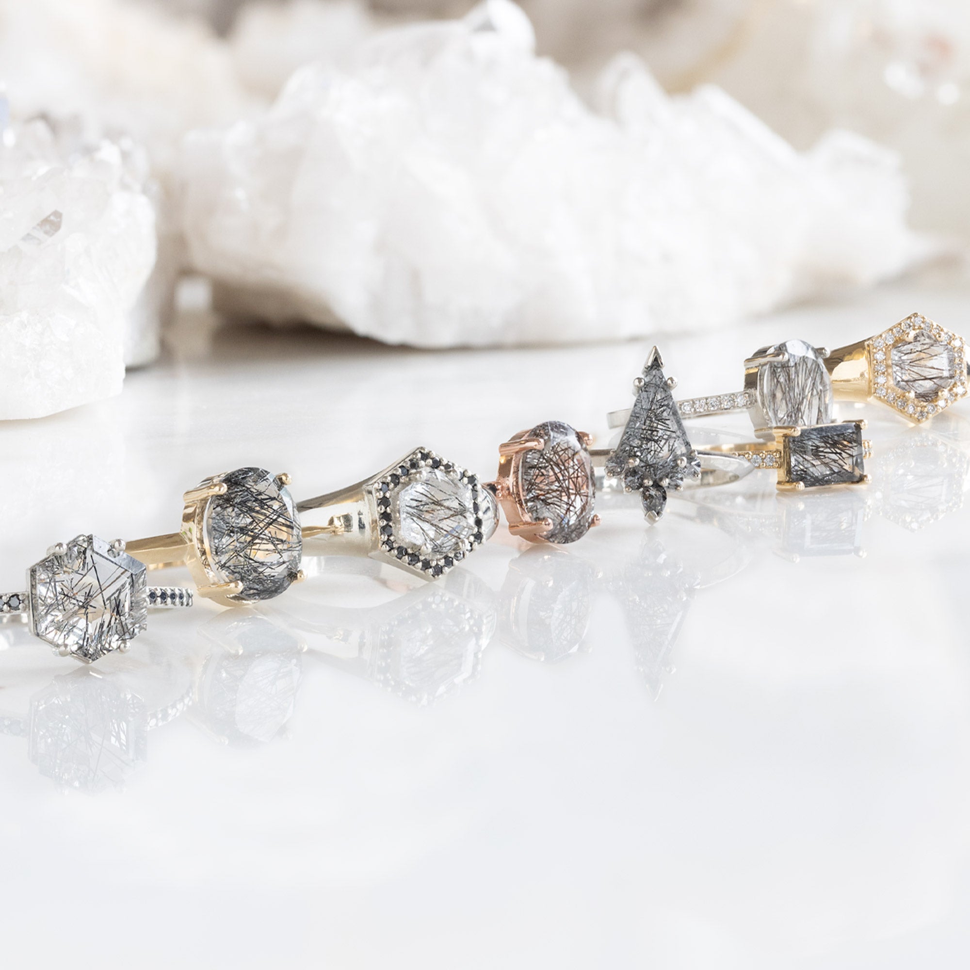 Alexis Russell Custom Diamond Ring Design Your Own Custom | Tourmaline in Quartz Engagement Ring