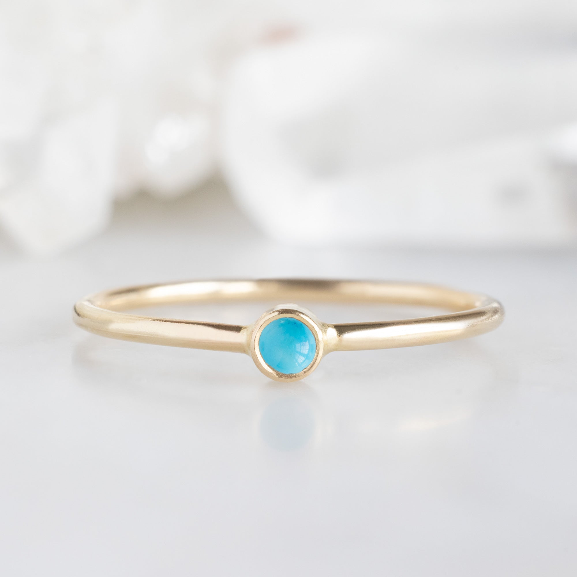 Alexis Russell Wedding Bands Turquoise Birthstone Stacking Ring | Yellow, Rose or White Gold