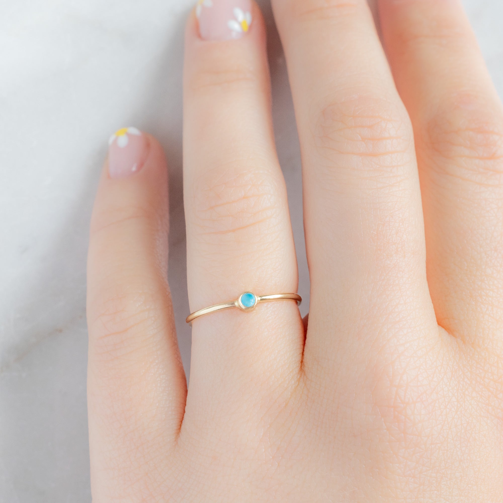 Alexis Russell Wedding Bands Turquoise Birthstone Stacking Ring | Yellow, Rose or White Gold