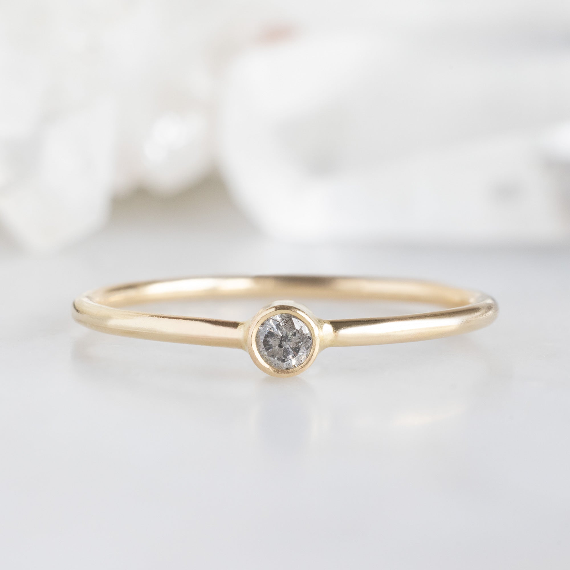 Alexis Russell Wedding Bands Salt and Pepper Diamond Birthstone Stacking Ring | Yellow, Rose or White Gold