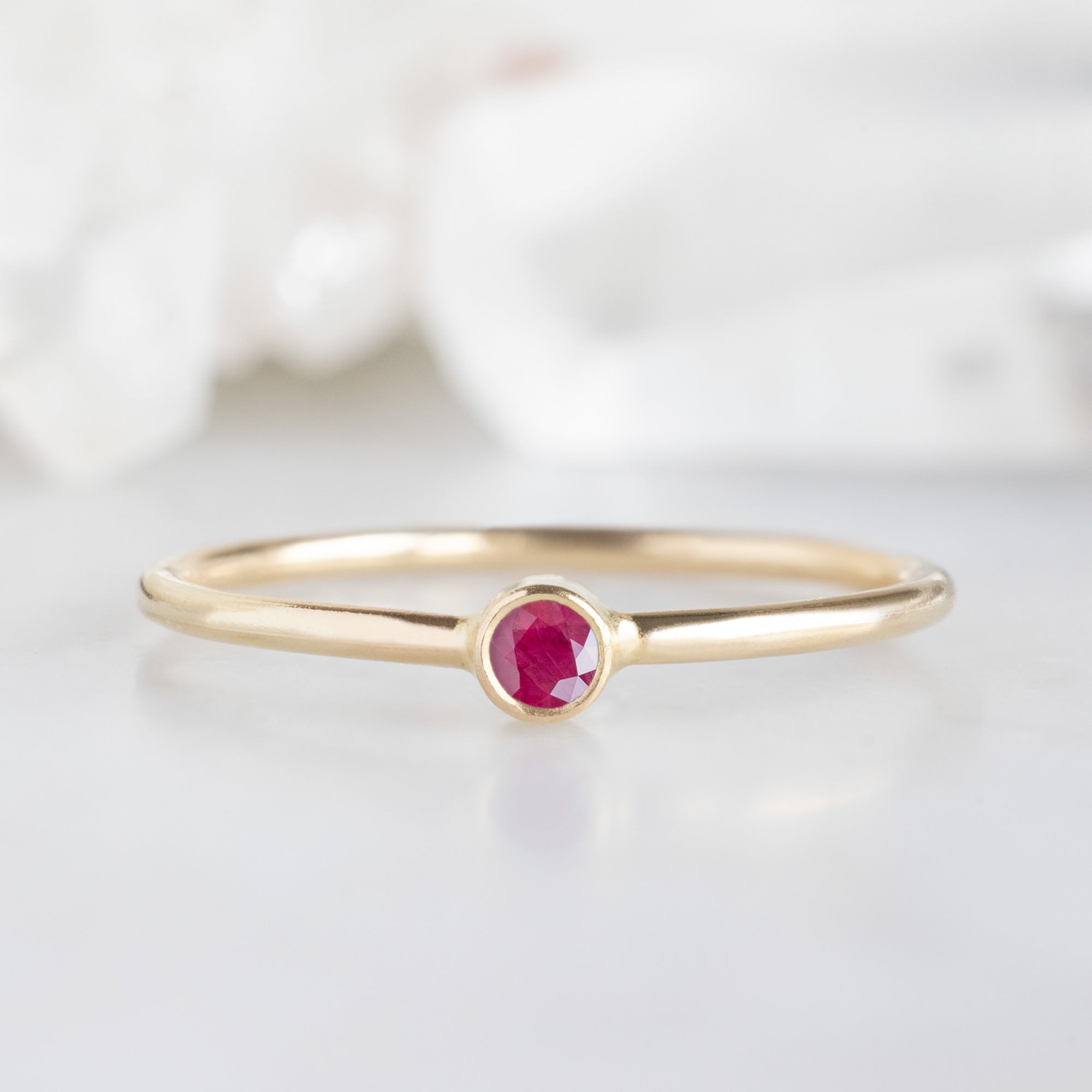 Alexis Russell Wedding Bands Ruby Birthstone Stacking Ring | Yellow, Rose or White Gold